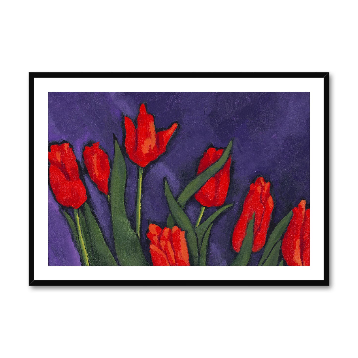 Framed Fine Art Print, White Mat - 14x11 20x16 28x20 40x28 inches | Red Tulip, fph-1111-1142-002