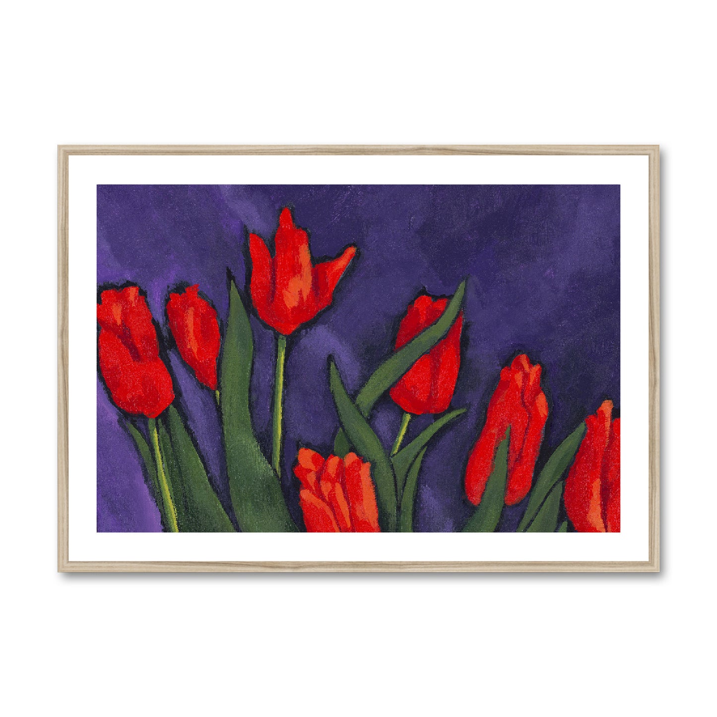 Framed Fine Art Print, White Mat - 14x11 20x16 28x20 40x28 inches | Red Tulip, fph-1111-1142-002