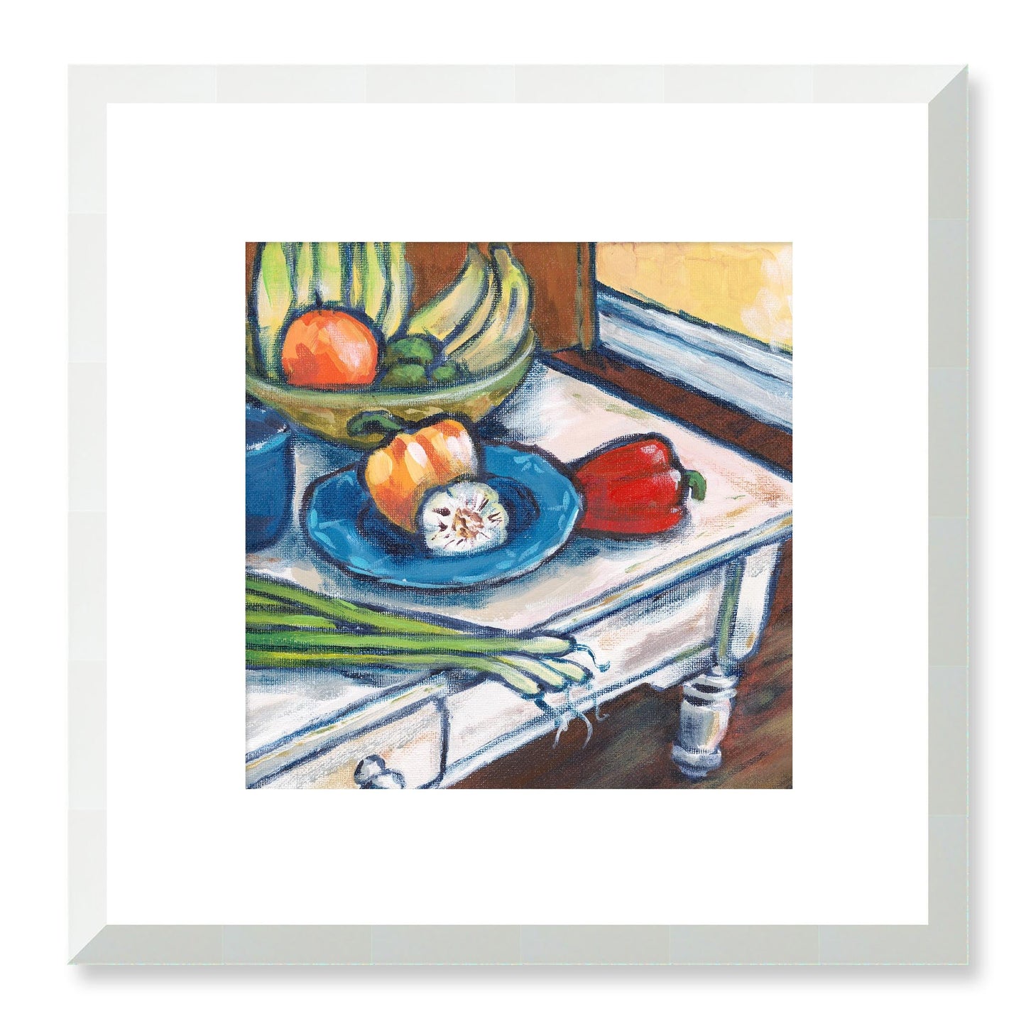 Framed Fine Art Print, White Mat - 12x12 inches | Still Life in Acrylic, FPS-1000-1101, Prints, Fine art, White Frame, 30 x 30 cm ,12 x 12 inches