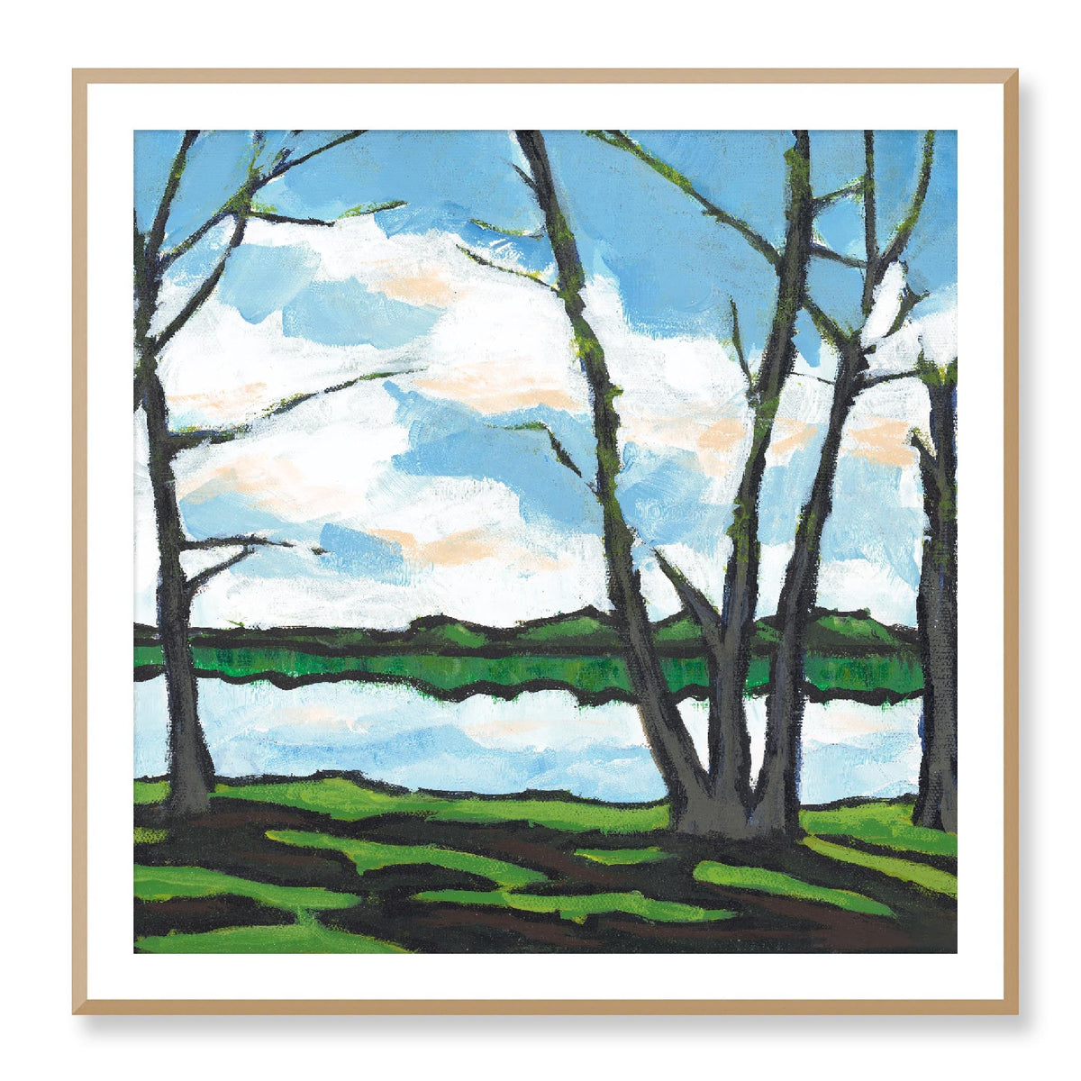 Lakeshore Landscape — Framed Fine Art Print | 40 x 40 inches | White Frame