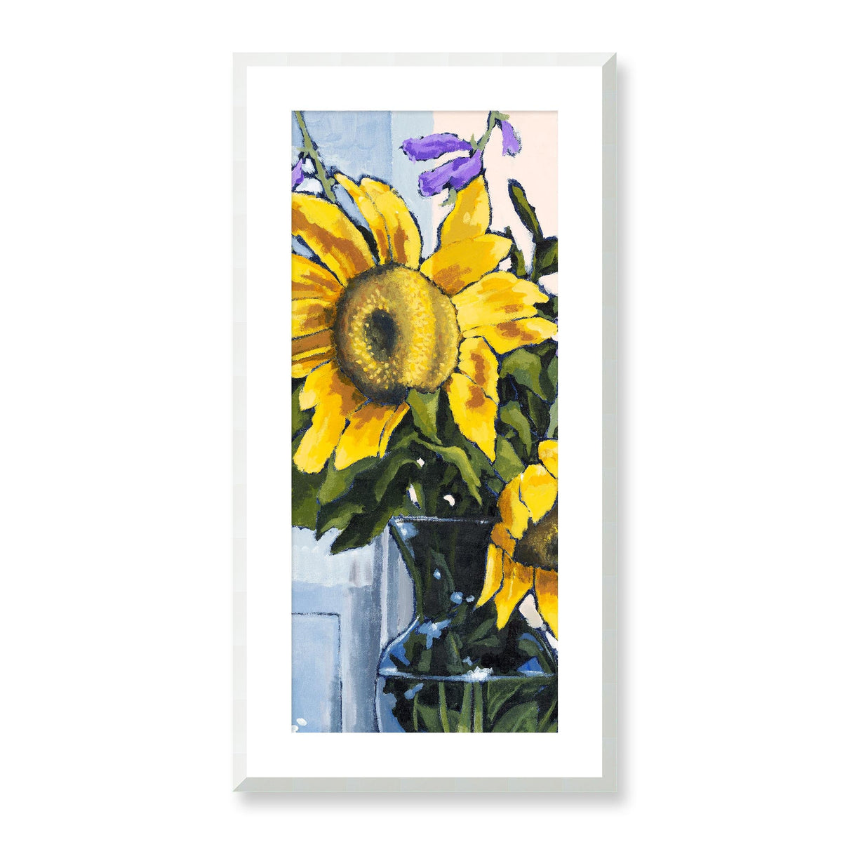 Sunflowers, Focused Design — Framed Fine Art Print | 16 x 32 inches | White Frame
