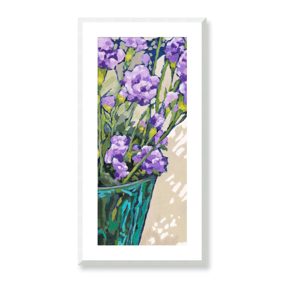 Mauve Carnations, Focused Design One — Framed Fine Art Print | 16 x 32 inches | White Frame