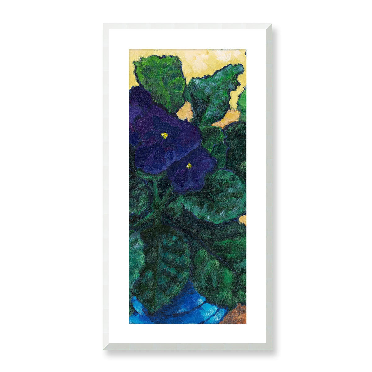 African Violets — Framed Fine Art Print | 16 x 32 inches | White Frame