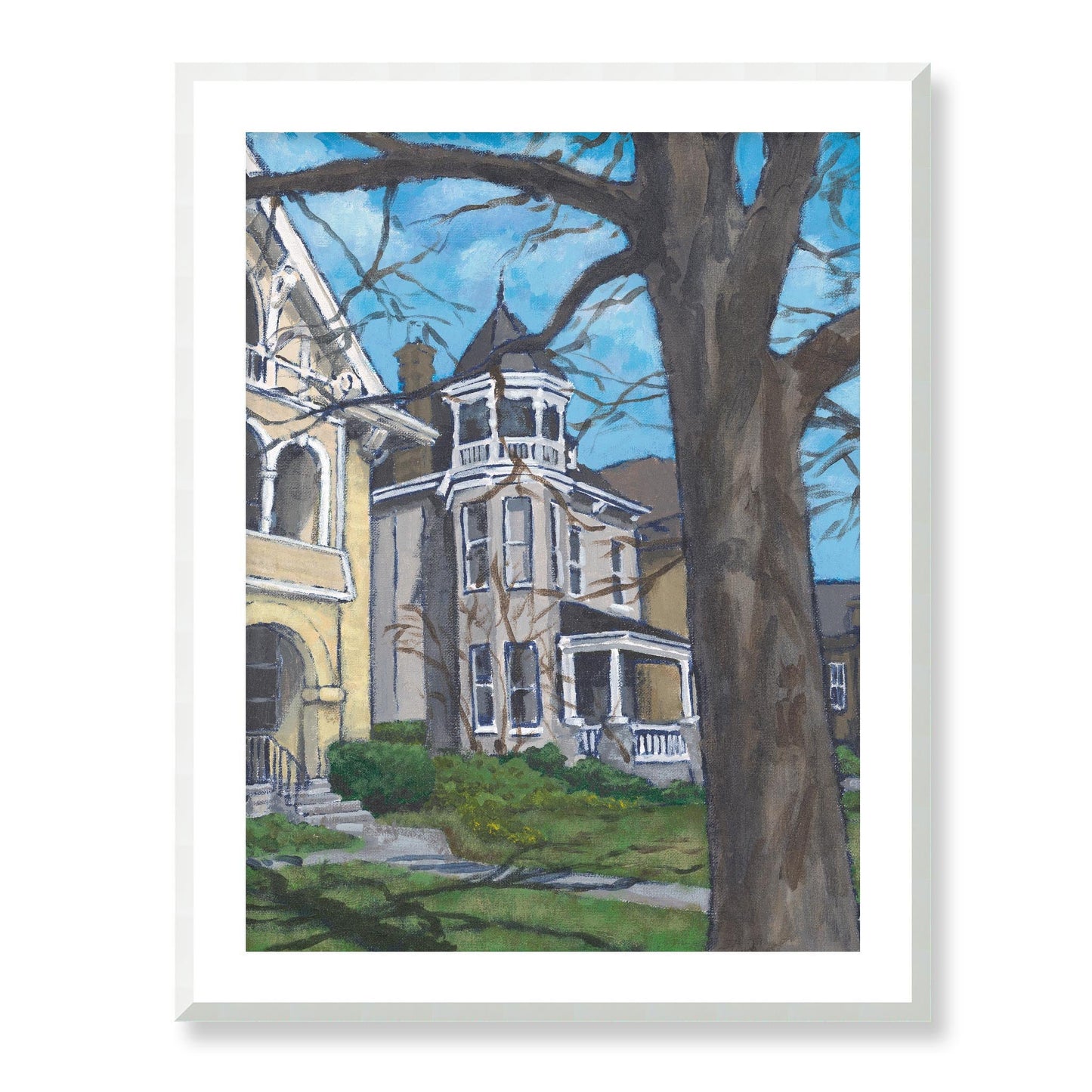 Framed Fine Art Print, White Mat - 13x16 16x20 22x28 28x36 inches | Historic Home in Acrylic, FPV-1000-1139, Prints, Fine art, White Frame, 71 x 91 cm ,28 x 36 inches