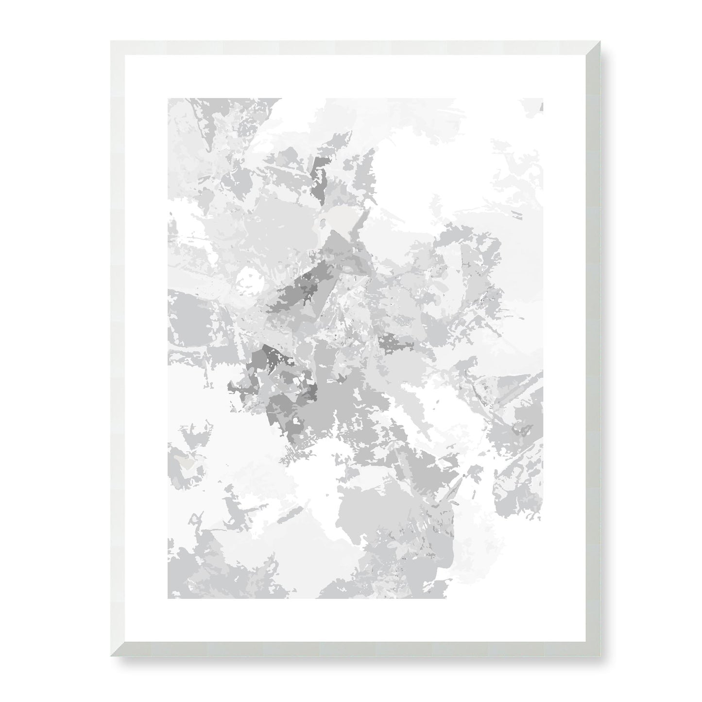 Snow Dust #1204-7698 Abstract Graphic Art Print - Soft Taupe & Light Grey Design, Vertical 2-Inch Premium Gallery Matting
