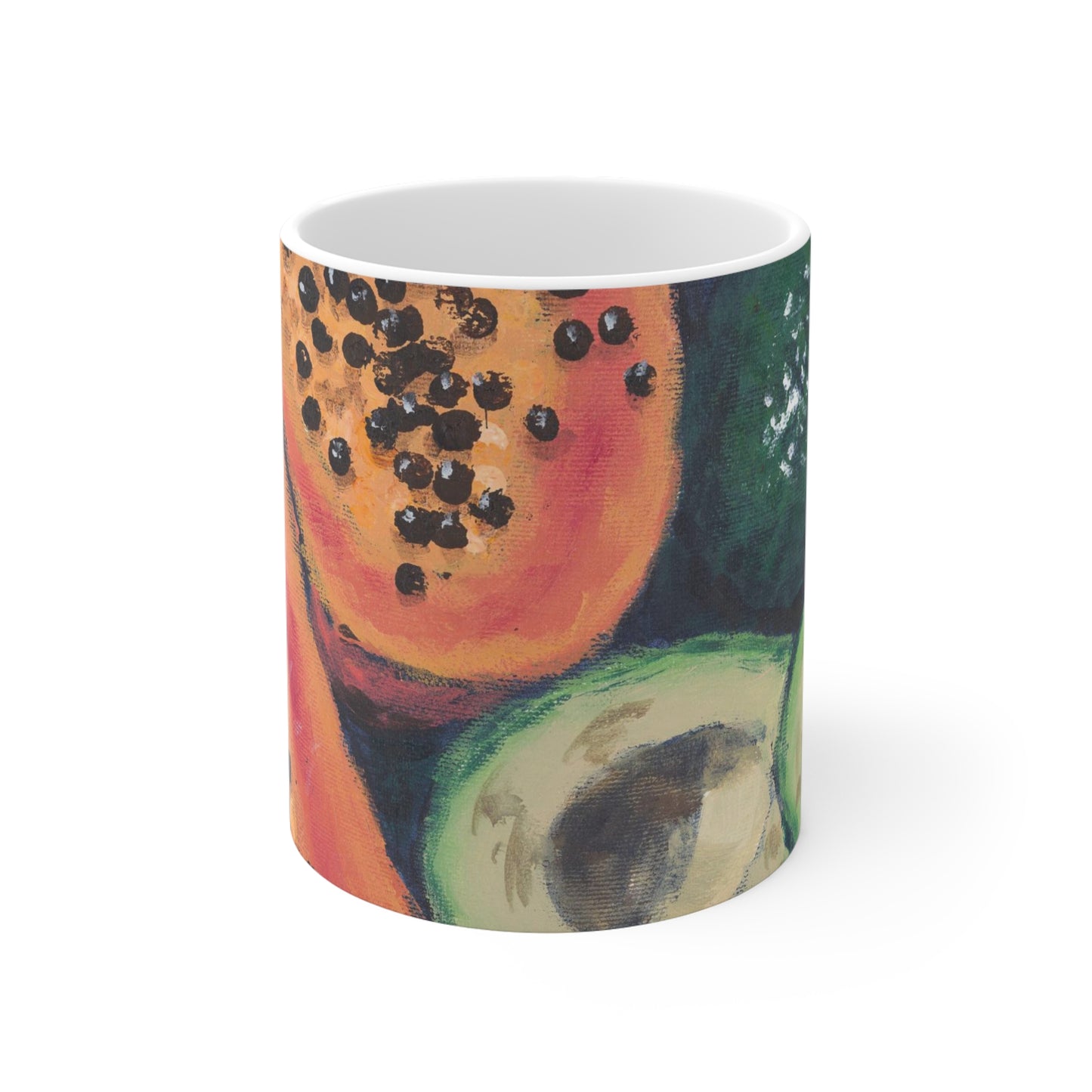 11oz Fine Art Ceramic Mug | Papaya & Avocados, CM-1000-1105