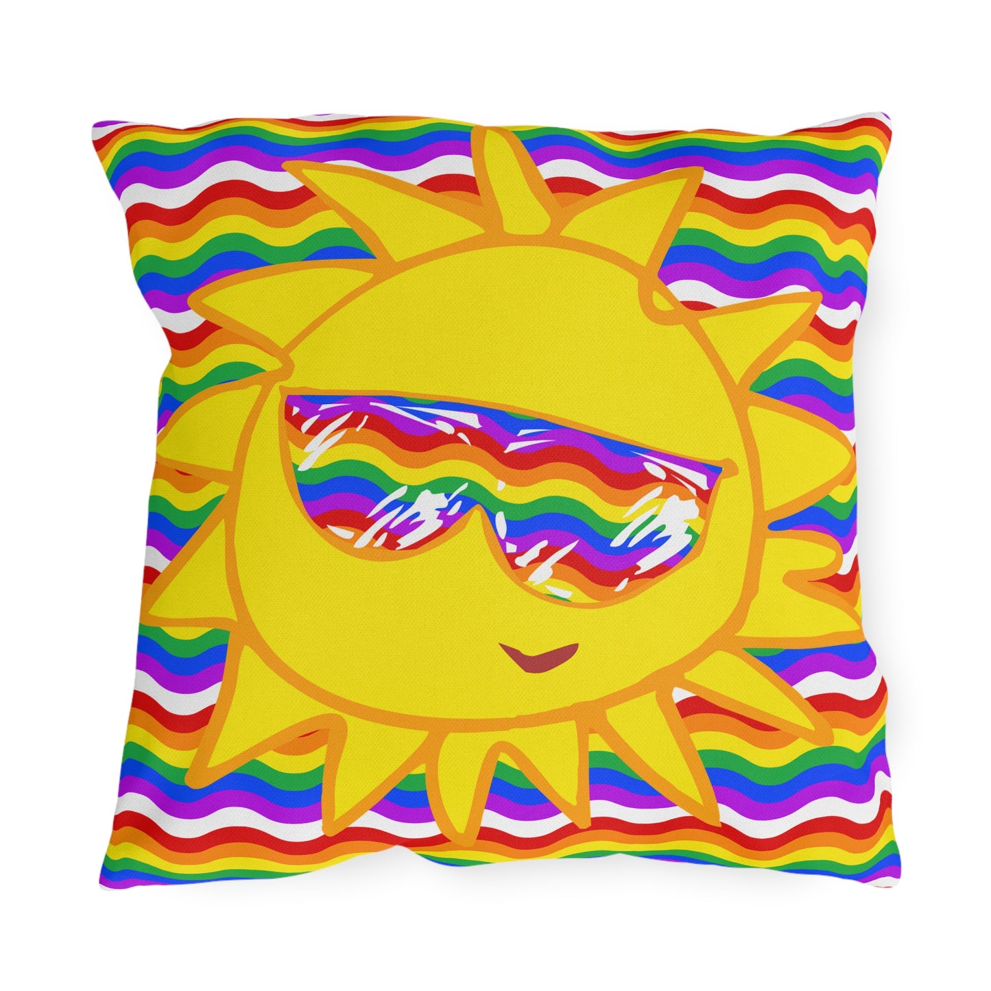 Outdoor Pillow with Cheerful Rainbow Vibes | OPPF