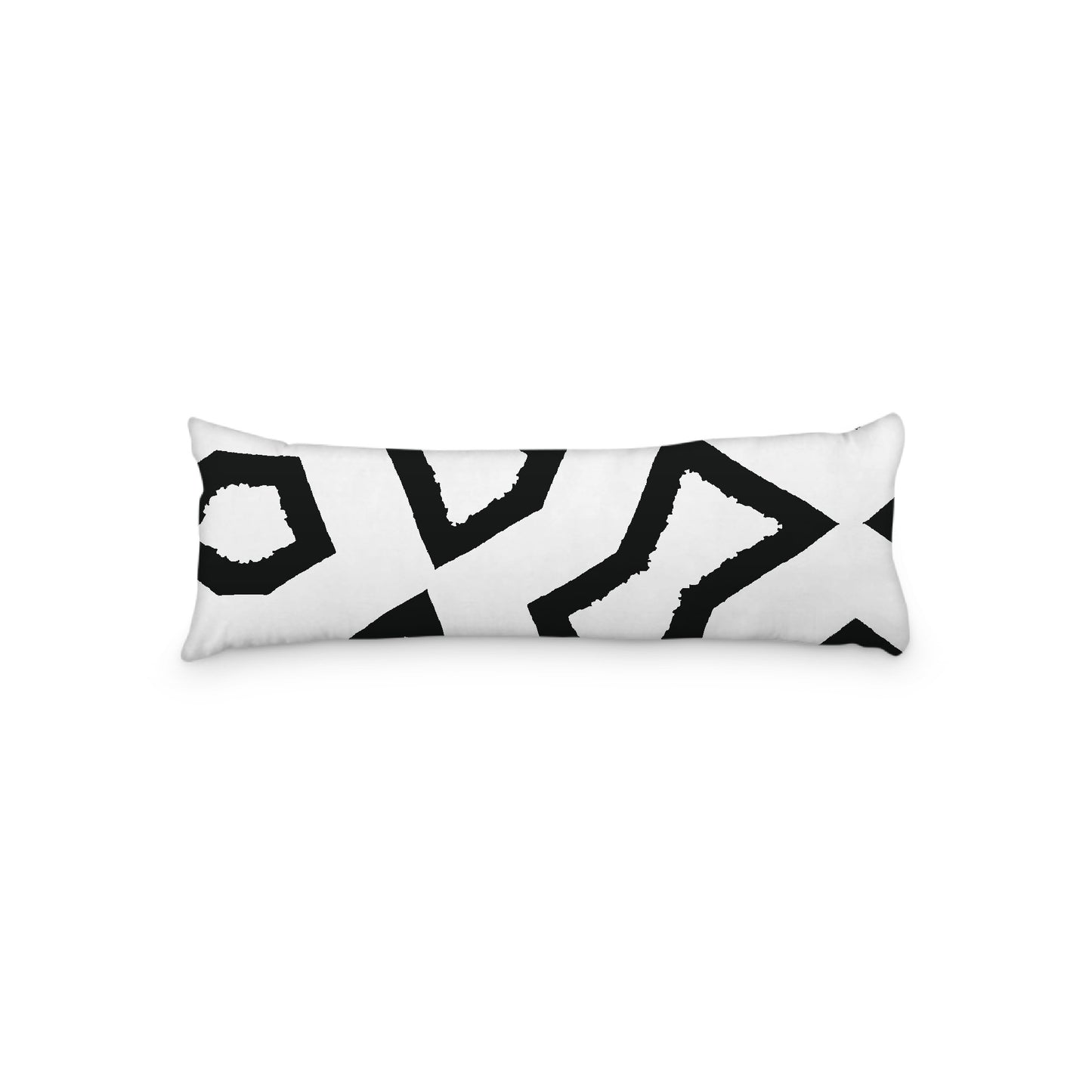 White Microfiber Body Pillow, Bold Black Graphic Print, 20 x 54 inches / 51 x 137 cm