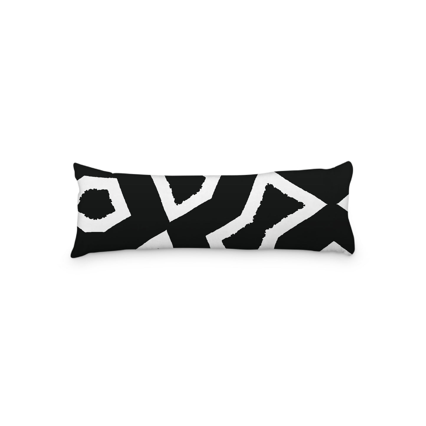 White Microfiber Body Pillow, Bold Black Graphic Print, 20 x 54 inches / 51 x 137 cm