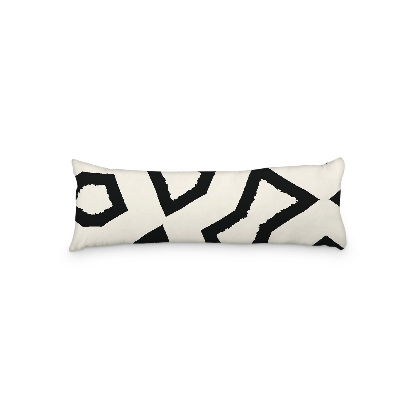Pale Cream Microfiber Body Pillow, Bold Black Graphic Print, 20 x 54 inches / 51 x 137 cm