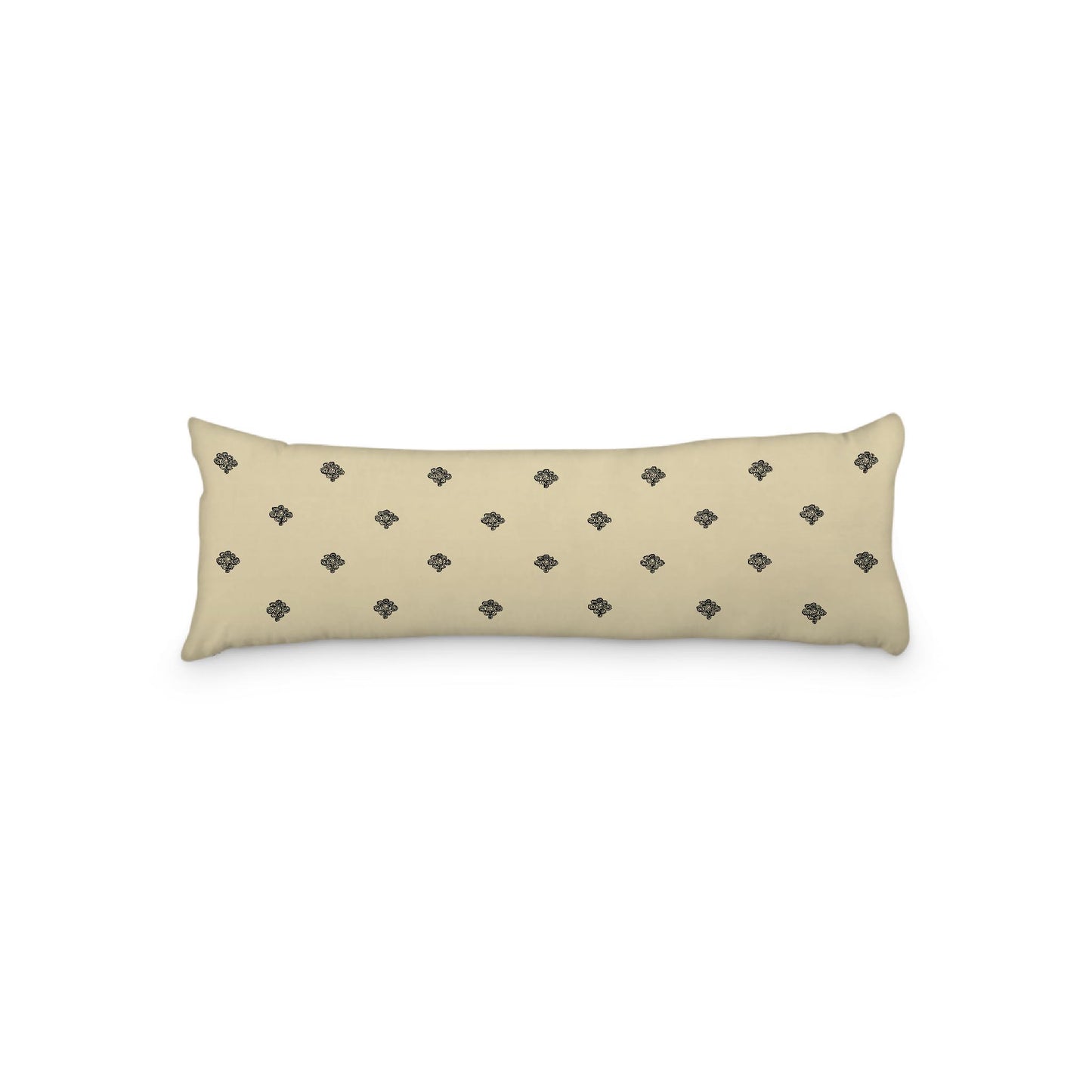 Tan Microfiber Body Pillow, Black Hand-painted Swizzle Motif Print, MFBP-1014-171, 20 x 54 inches