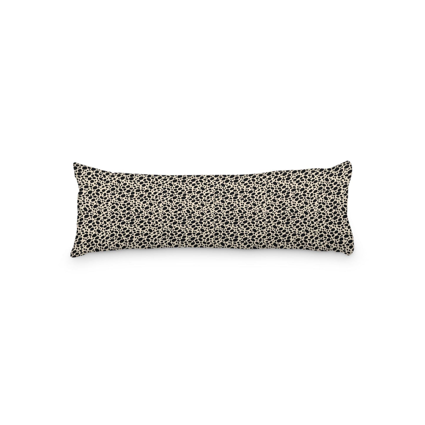 Beige Microfiber Body Pillow, Black Hand-painted Dab Motif Print, 20 x 54 inches / 51 x 137 cm