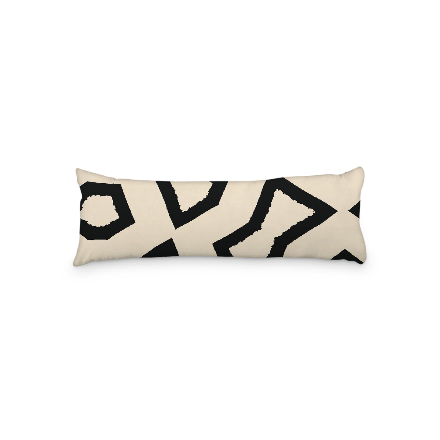Beige Microfiber Body Pillow, Bold Black Graphic Print, 20 x 54 inches / 51 x 137 cm