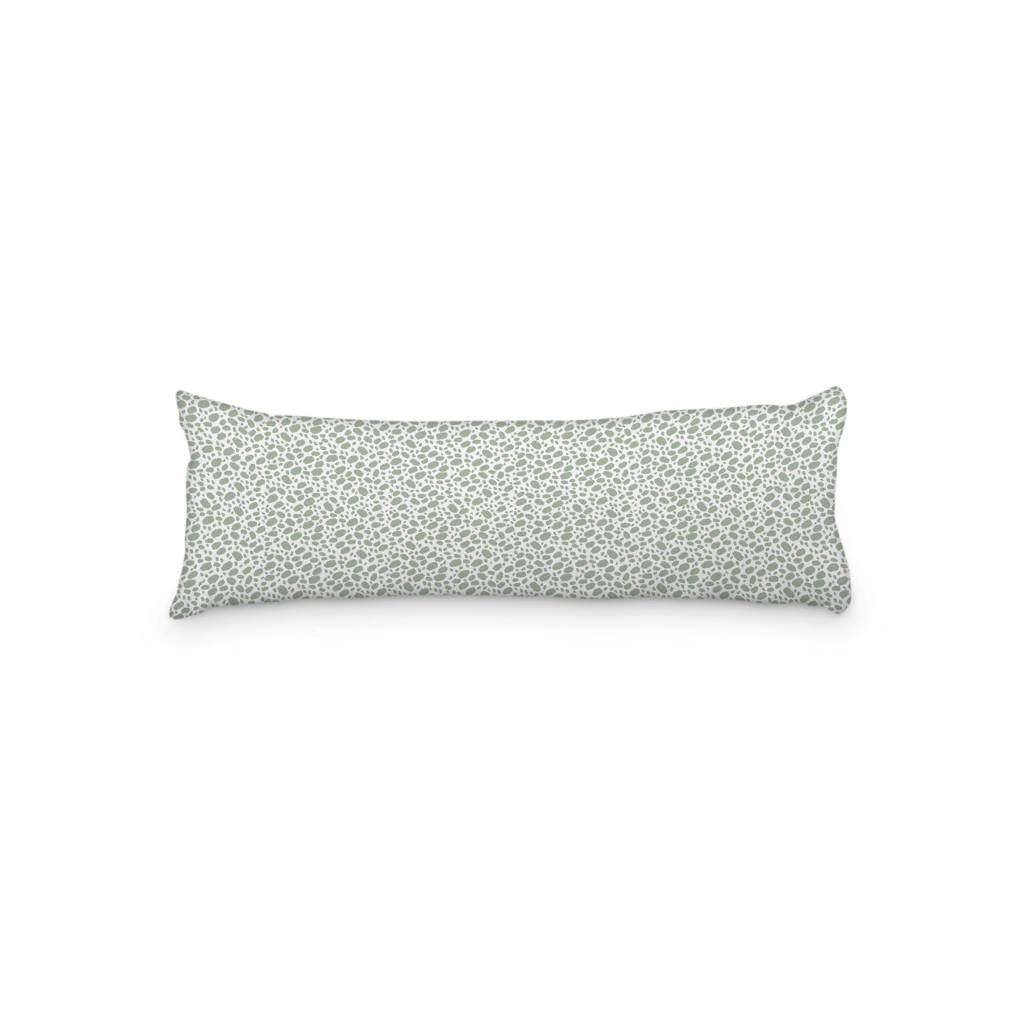 White Microfiber Body Pillow, Green Hand-painted Dab Motif Print, 20 x 54 inches / 51 x 137 cm