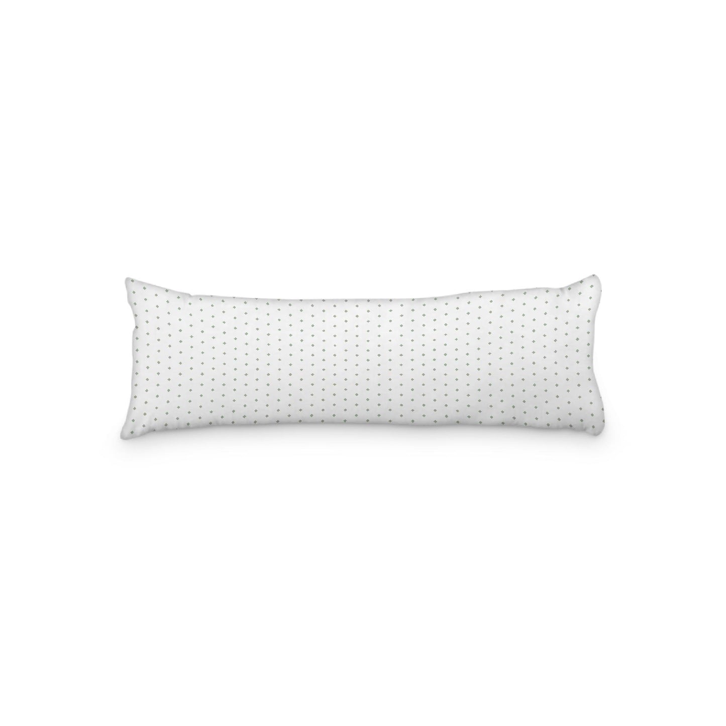 White Microfiber Body Pillow with Fine Green Diamonds, 20 x 54 inches / 51 x 137 cm