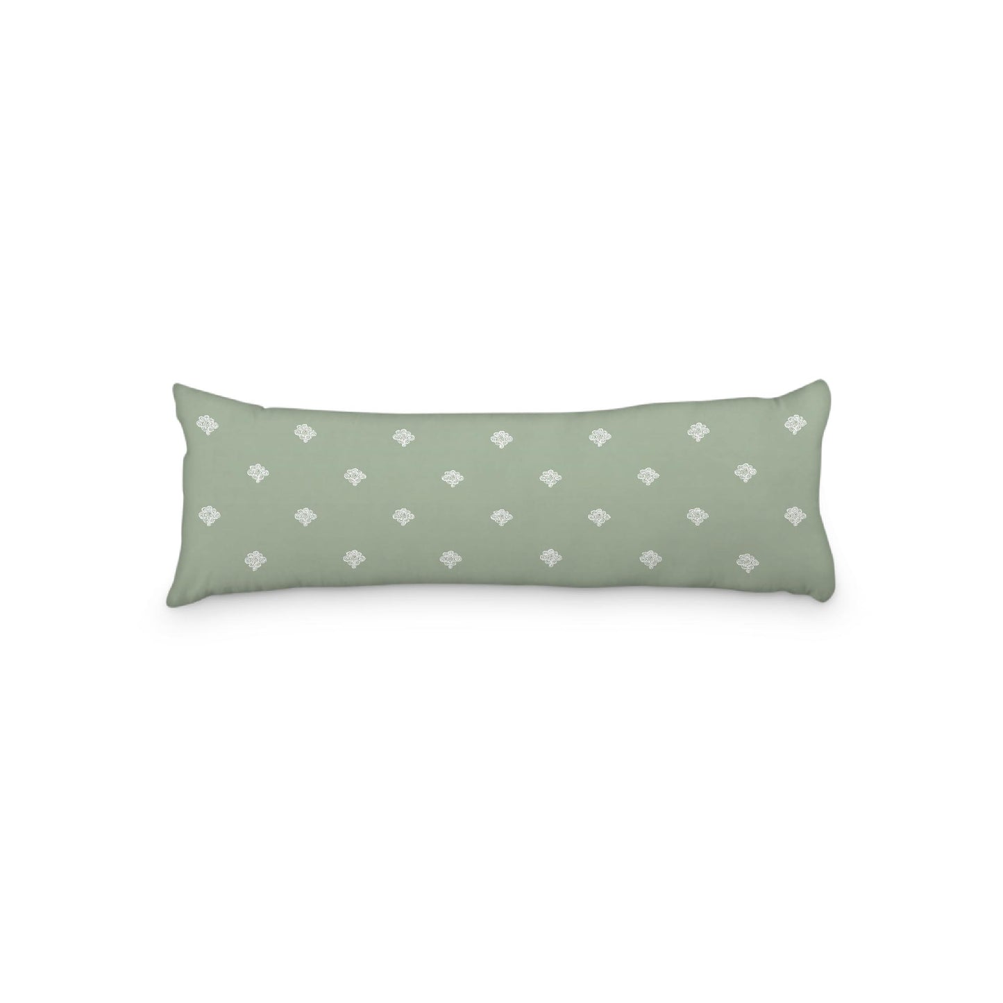 Green Microfiber Body Pillow, White Hand-painted Swizzle Motif Print, MFBP-1052-172, 20 x 54 inches