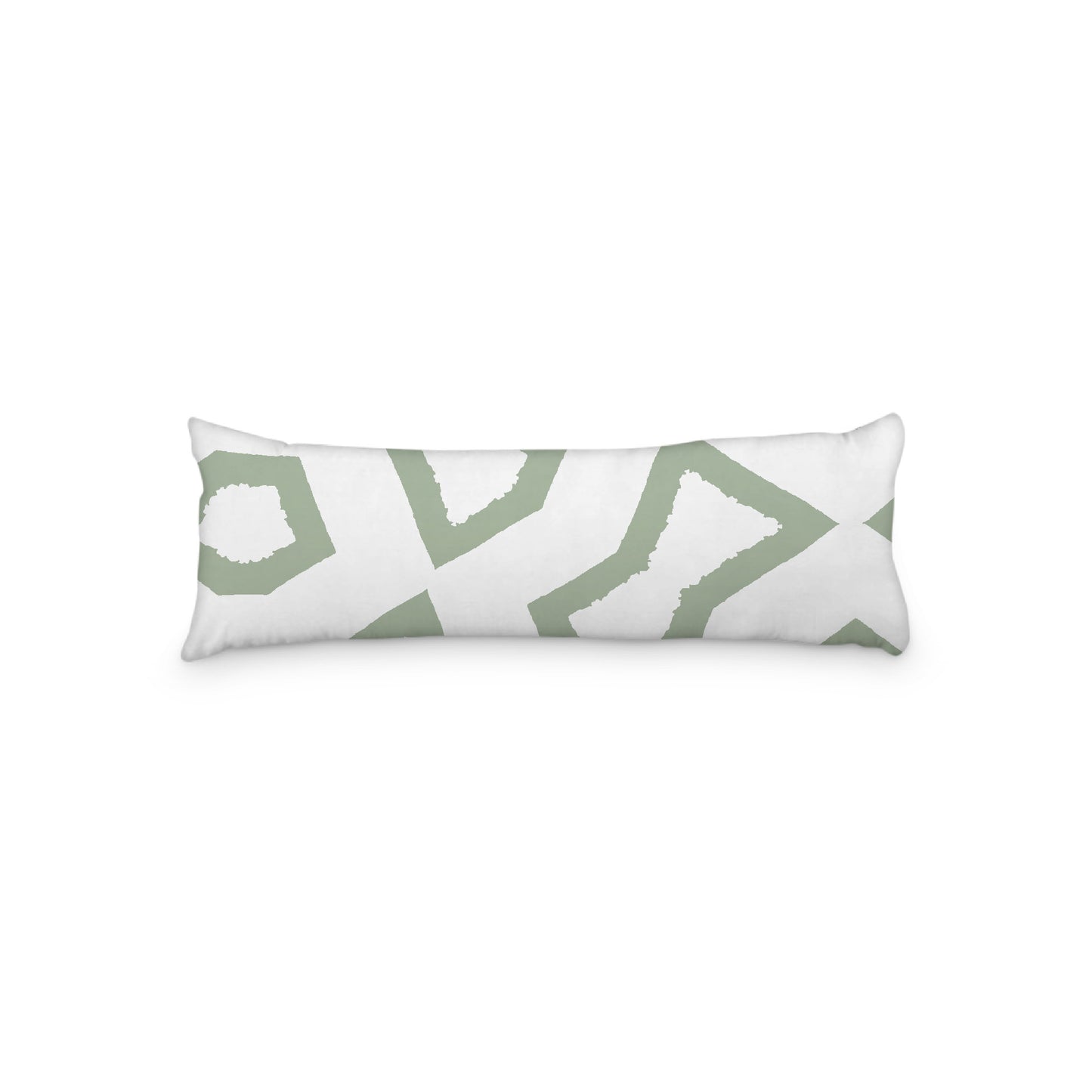 White Microfiber Body Pillow, Bold Green Graphic Print, 20 x 54 inches / 51 x 137 cm
