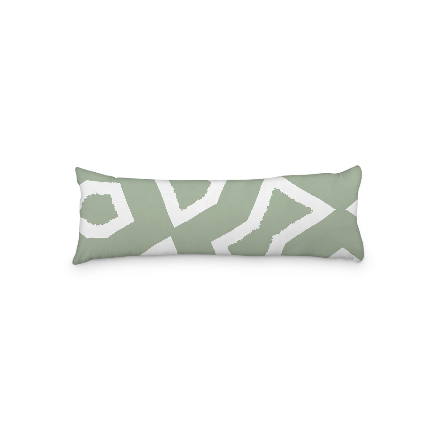 White Microfiber Body Pillow, Bold Green Graphic Print, 20 x 54 inches / 51 x 137 cm