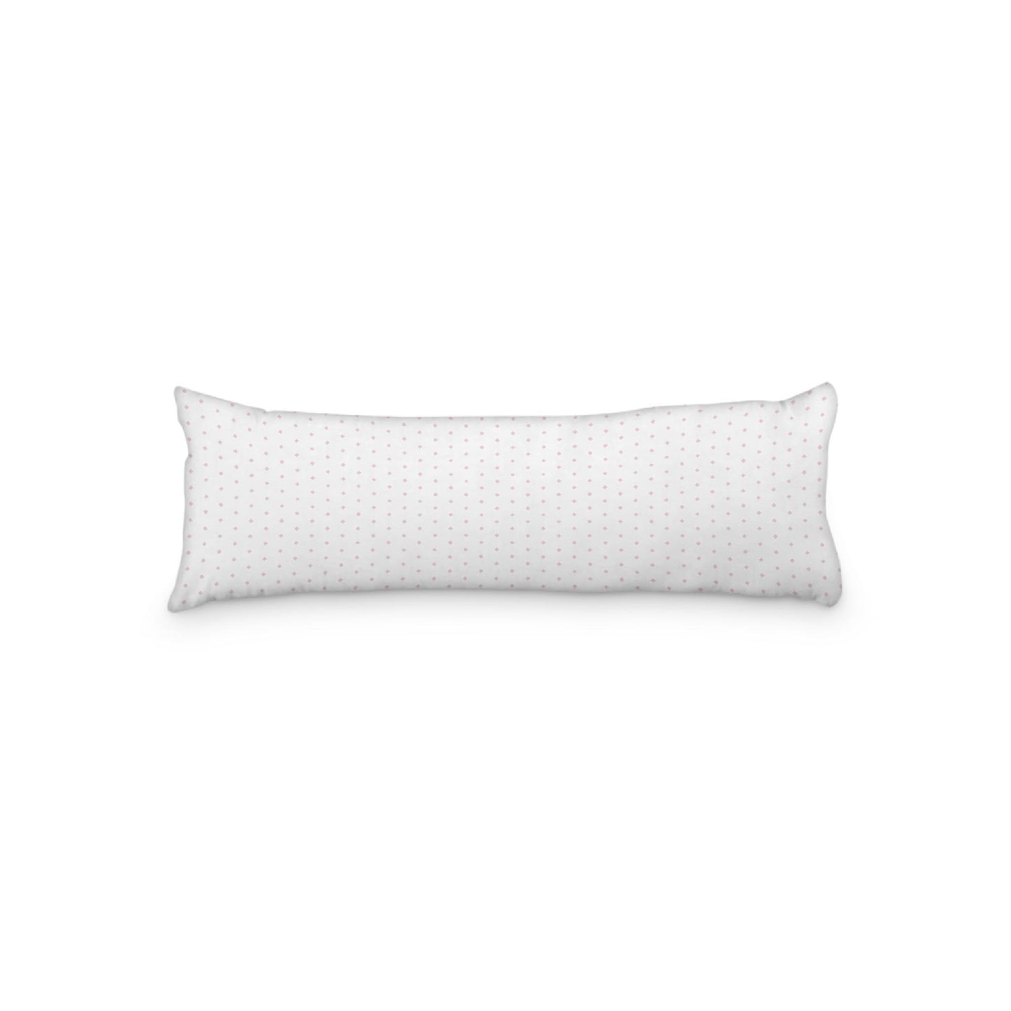 White Microfiber Body Pillow with Fine Pink Diamonds, 20 x 54 inches / 51 x 137 cm