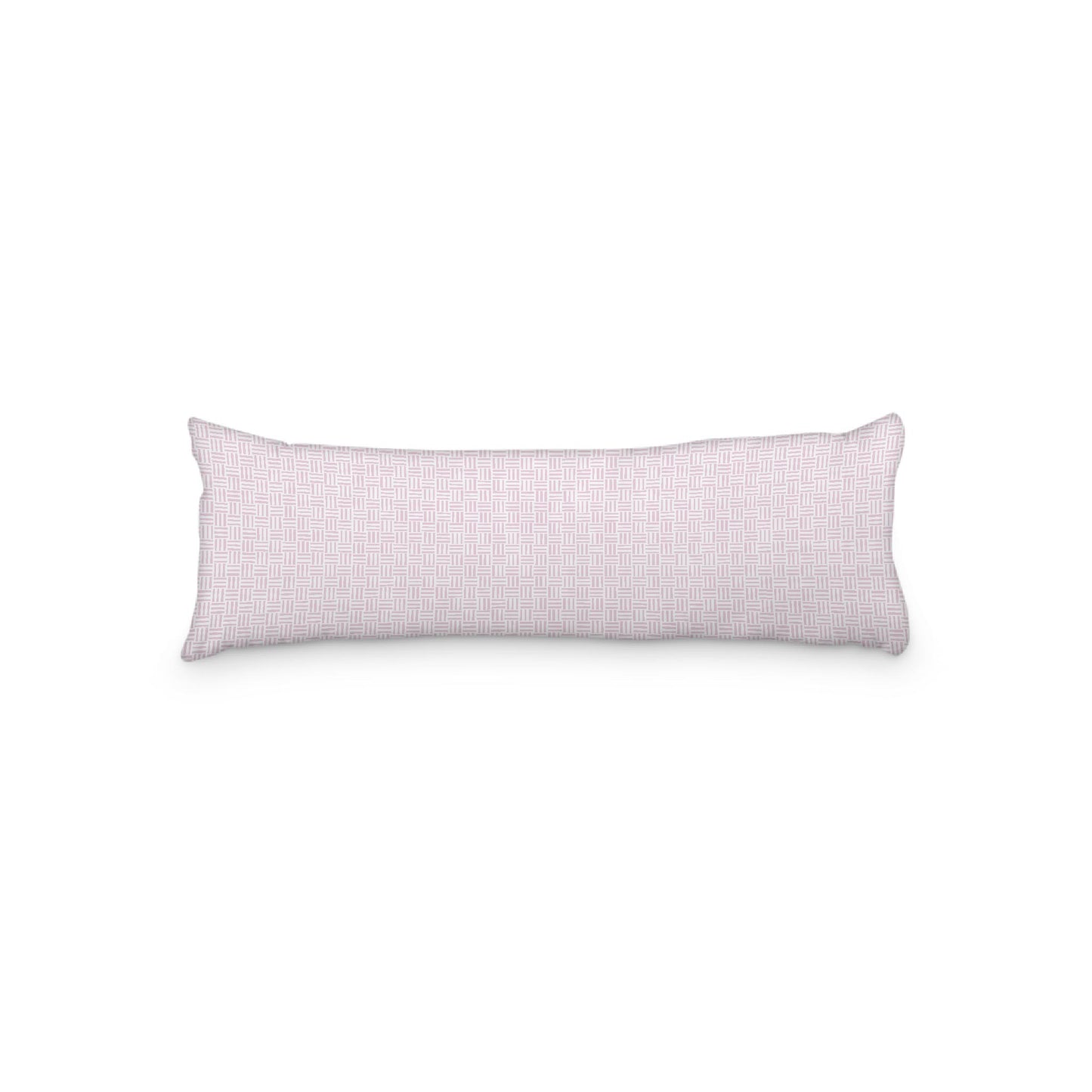 White Microfiber Body Pillow, Pink Single Weave Motif Print, 20 x 54 inches / 51 x 137 cm