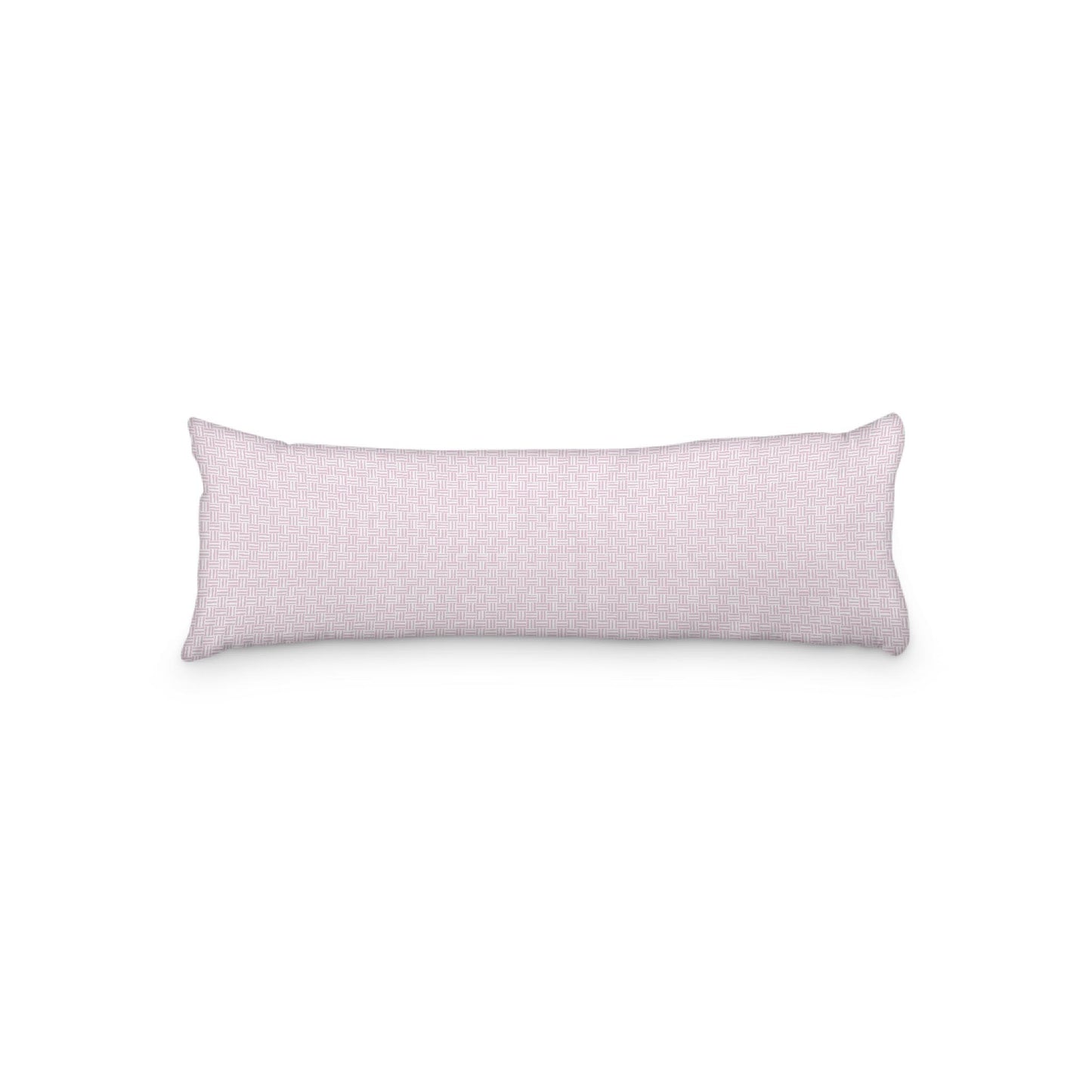 White Microfiber Body Pillow, Pink Double Weave Motif Print, 20 x 54 inches / 51 x 137 cm