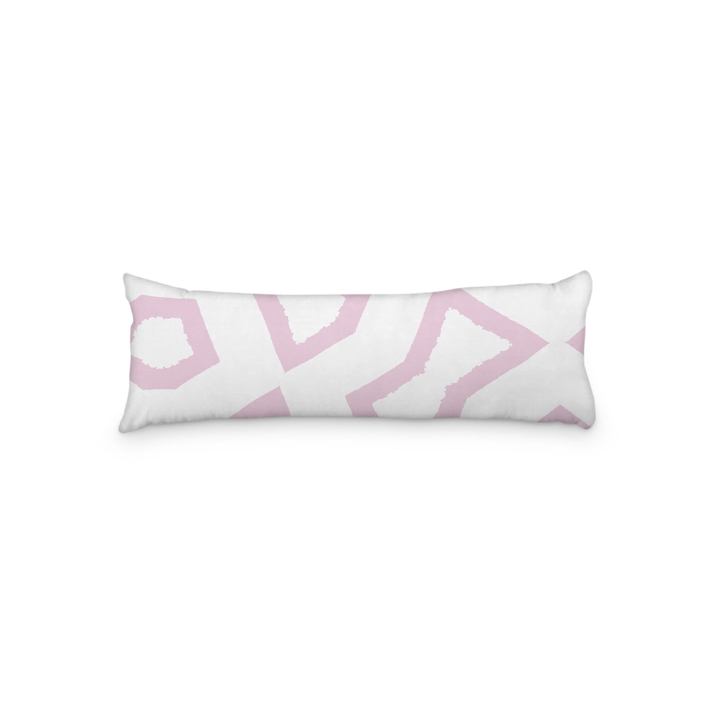 White Microfiber Body Pillow, Bold Pink Graphic Print, 20 x 54 inches / 51 x 137 cm