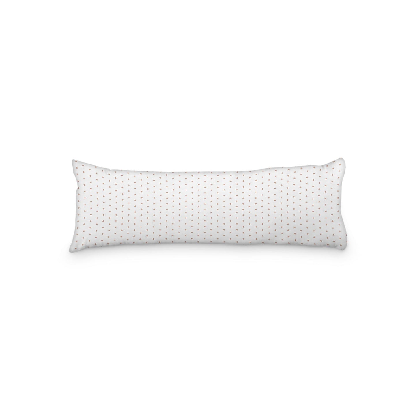 White Microfiber Body Pillow with Fine Salmon Diamonds, 20 x 54 inches / 51 x 137 cm
