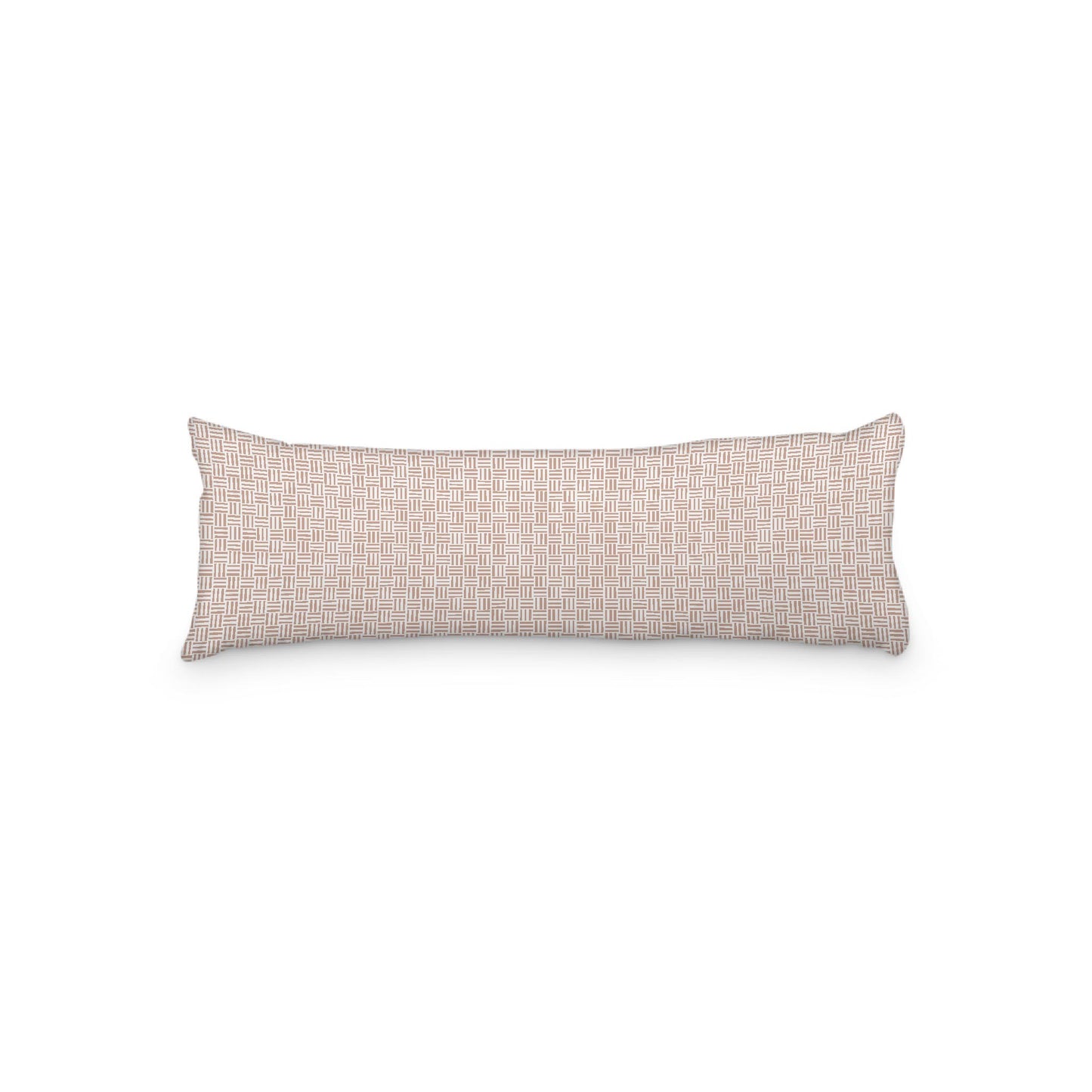 White Microfiber Body Pillow, Salmon Single Weave Motif Print, 20 x 54 inches / 51 x 137 cm