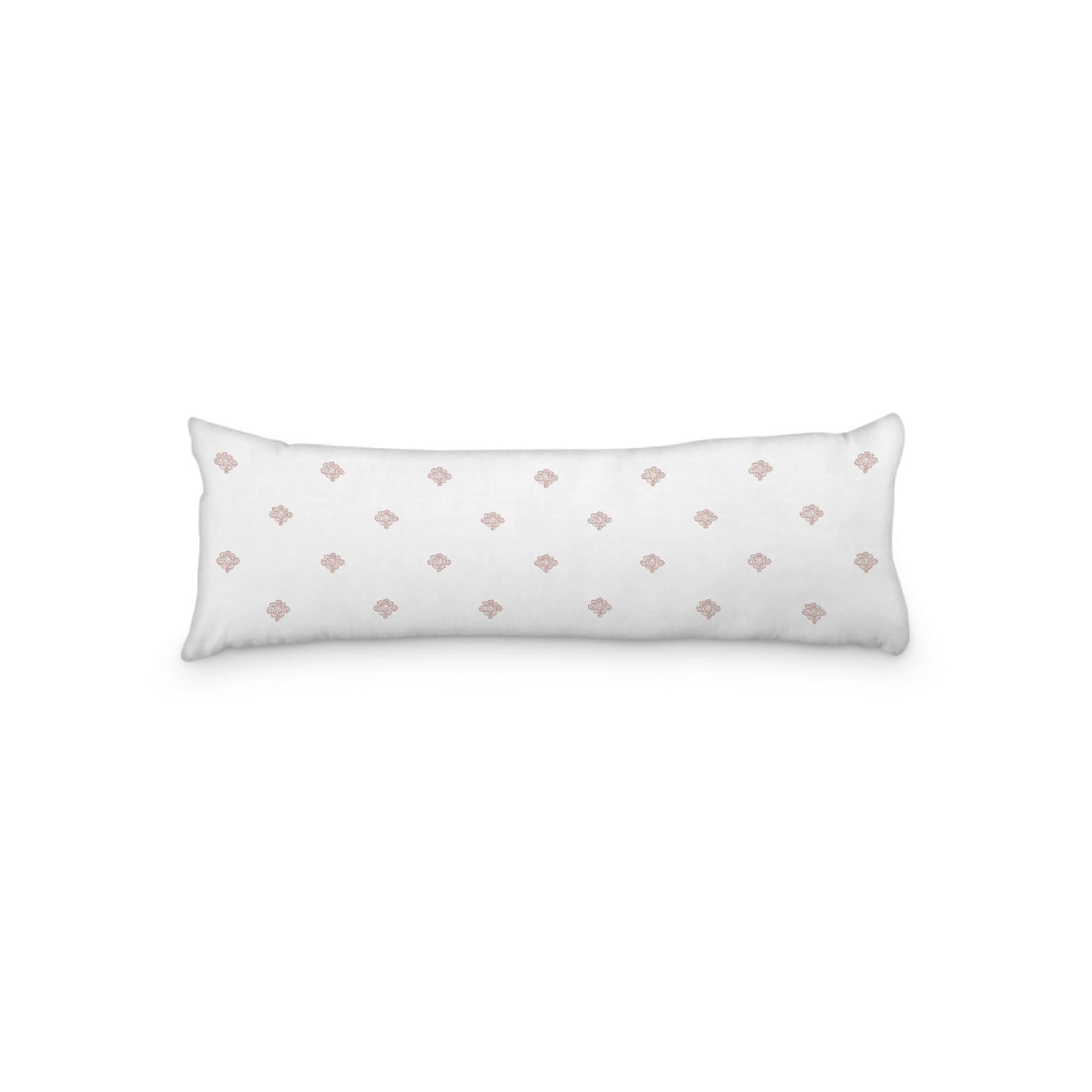 White Microfiber Body Pillow, Salmon Hand-painted Swizzle Motif Print, 20 x 54 inches / 51 x 137 cm
