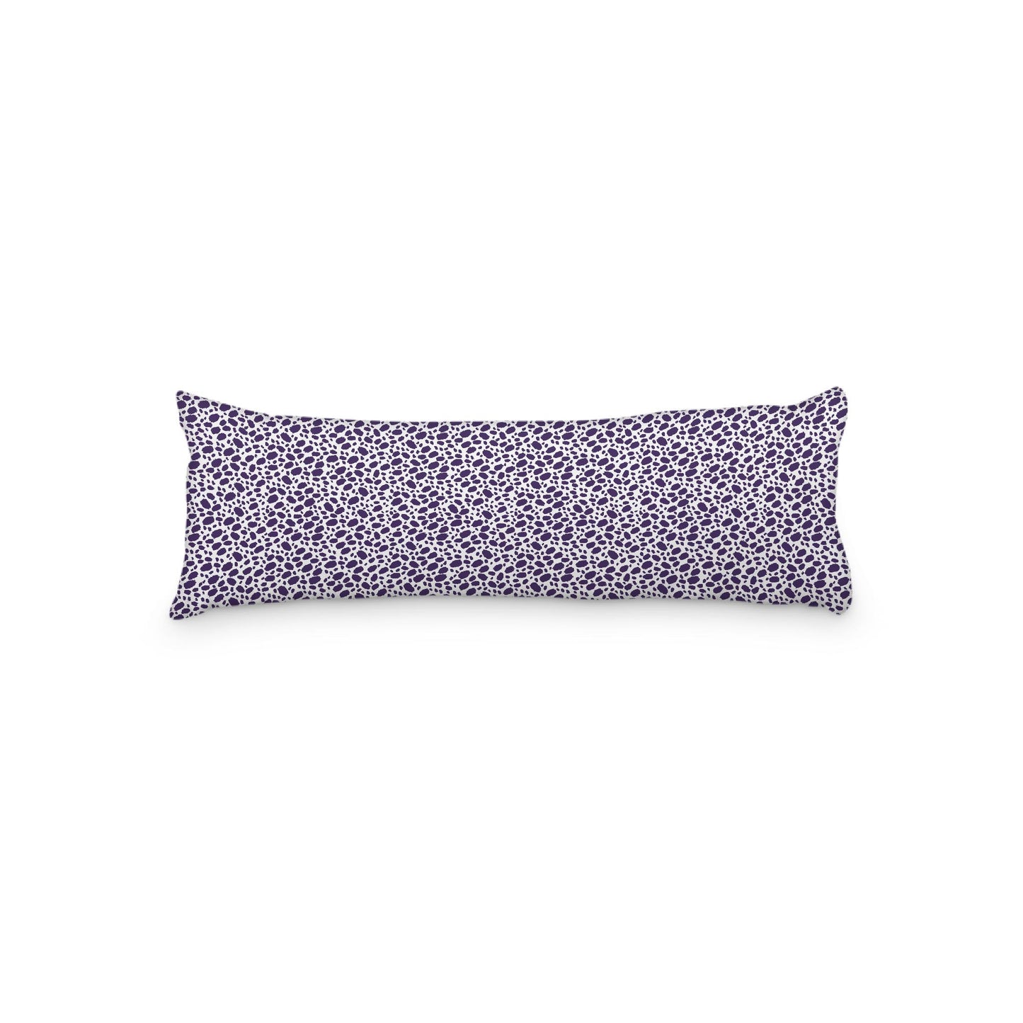 White Microfiber Body Pillow, Purple Hand-painted Dab Motif Print, 20 x 54 inches / 51 x 137 cm