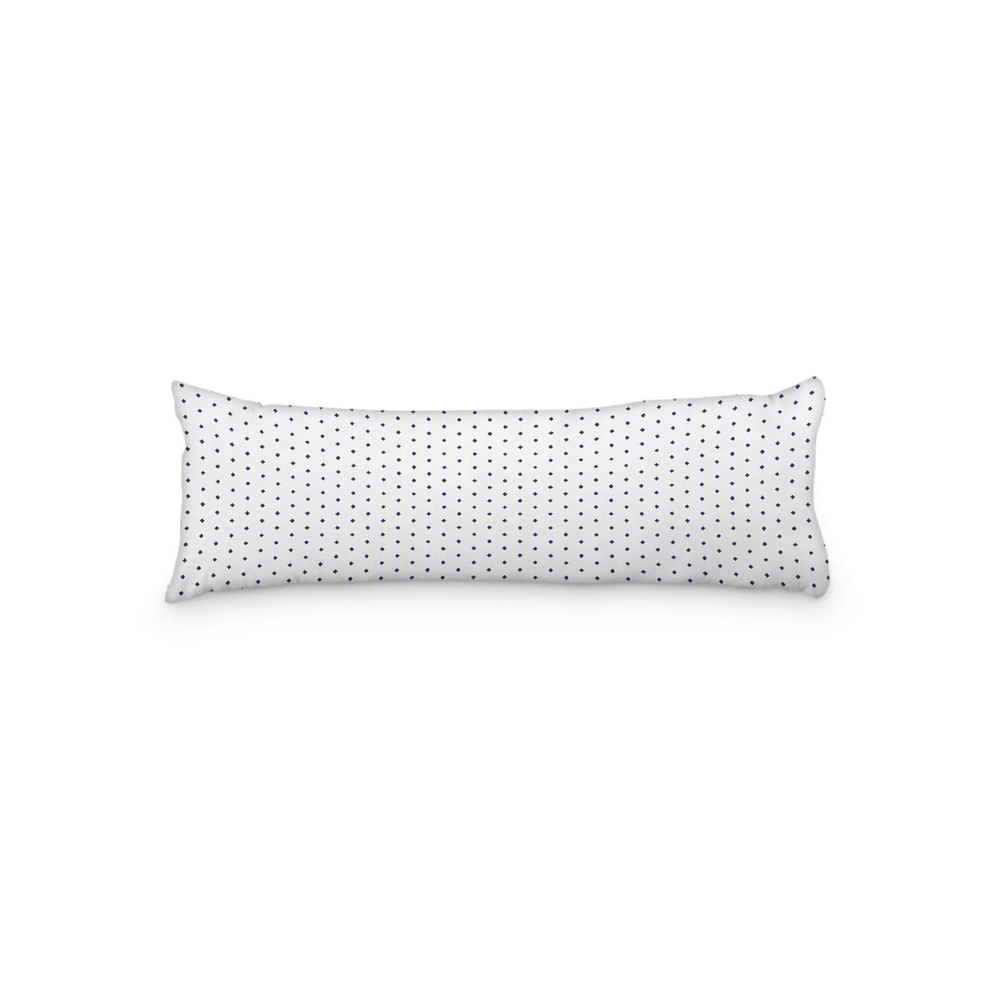 White Microfiber Body Pillow with Fine Purple Diamonds, 20 x 54 inches / 51 x 137 cm