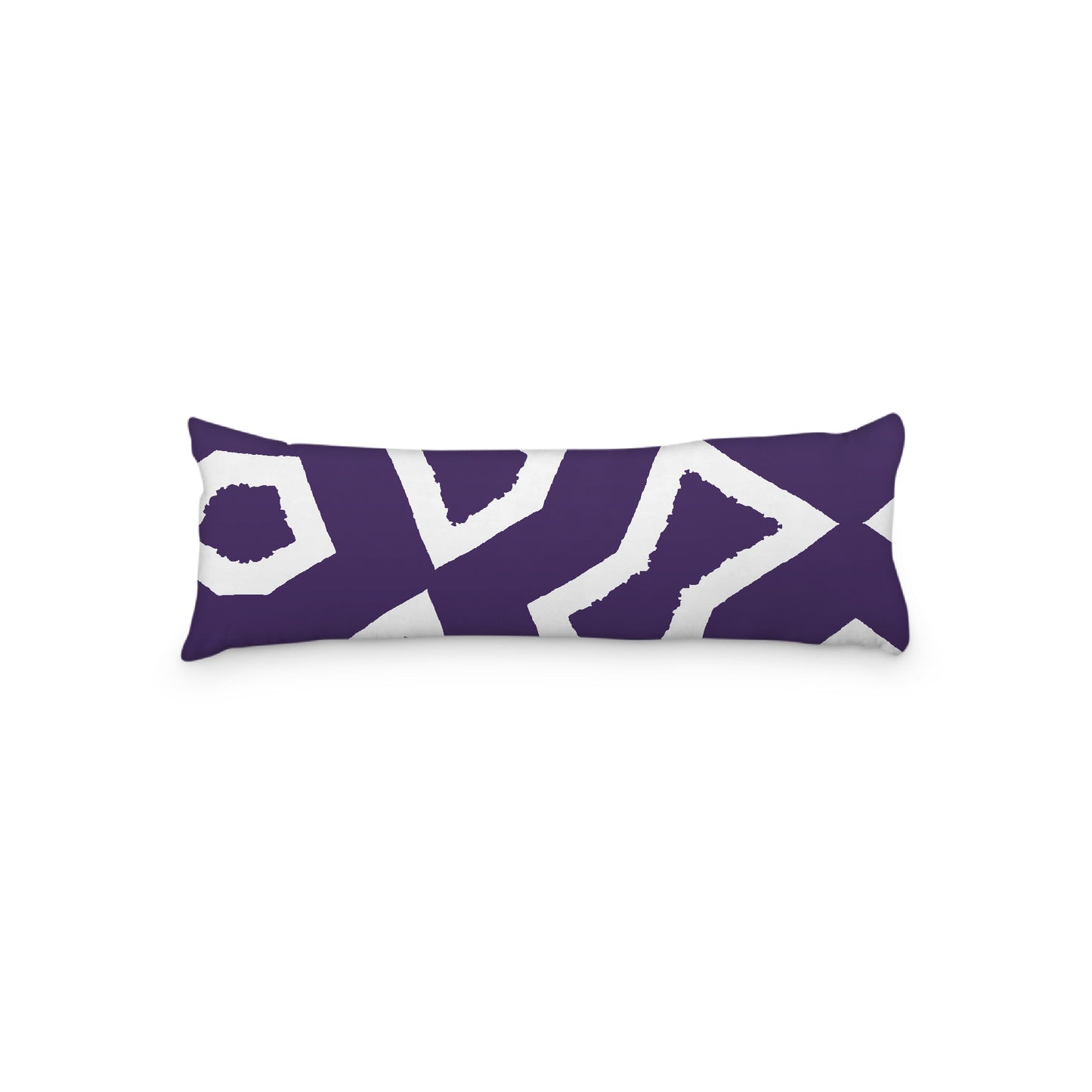 White Microfiber Body Pillow, Bold Purple Graphic Print, 20 x 54 inches / 51 x 137 cm