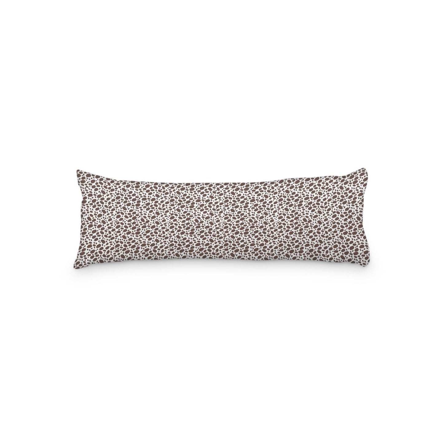 White Microfiber Body Pillow, Brown Hand-painted Dab Motif Print, 20 x 54 inches / 51 x 137 cm