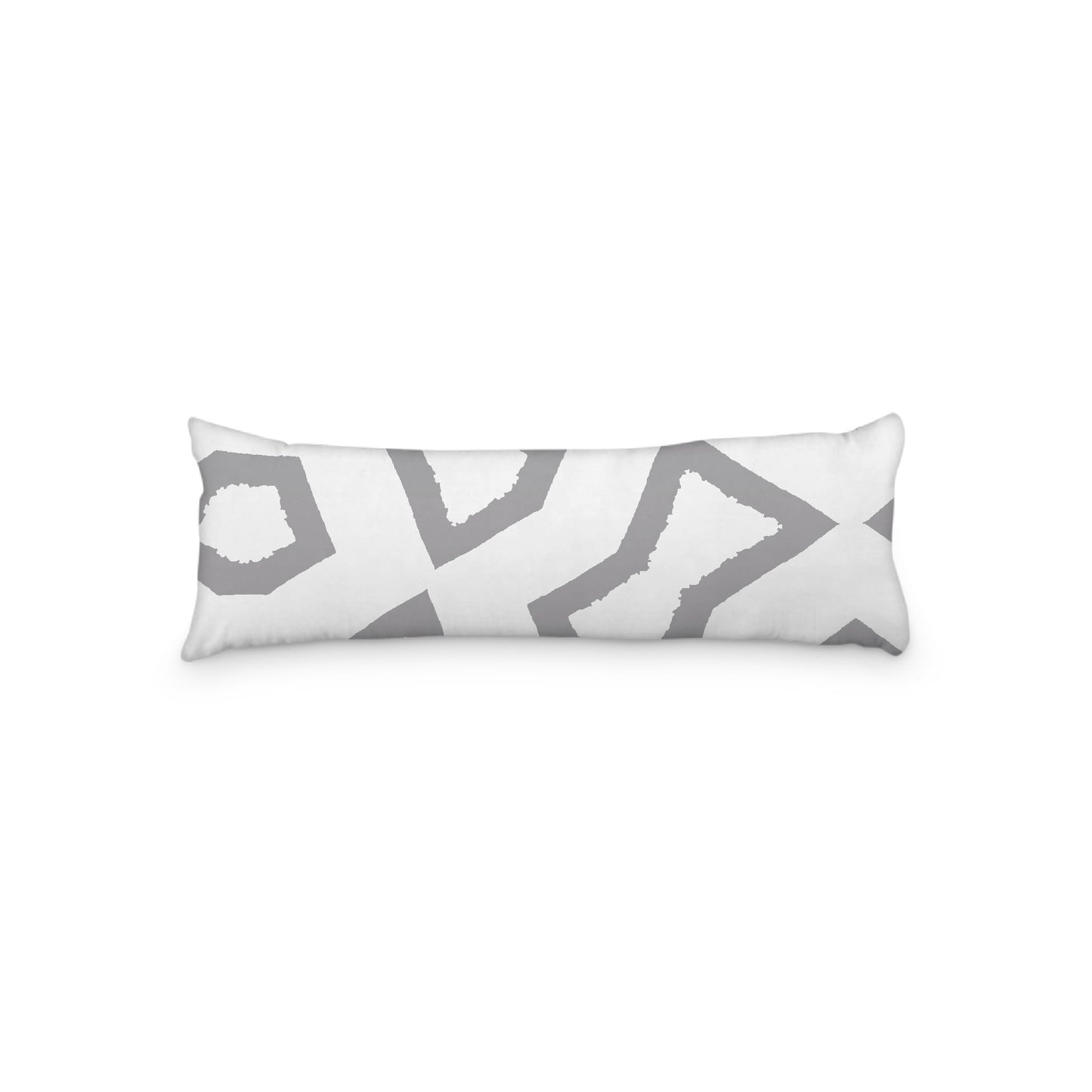 White Microfiber Body Pillow, Bold Grey Graphic Print, 20 x 54 inches / 51 x 137 cm