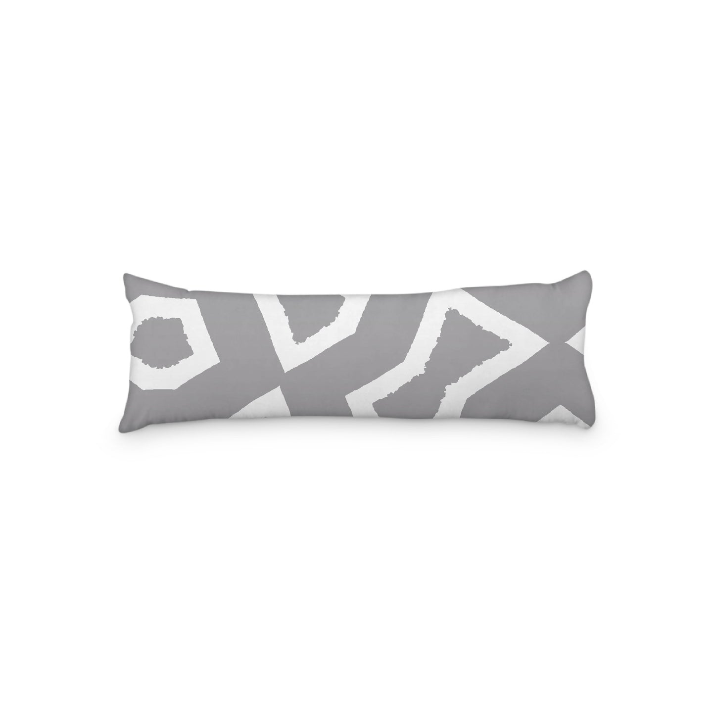 White Microfiber Body Pillow, Bold Grey Graphic Print, 20 x 54 inches / 51 x 137 cm
