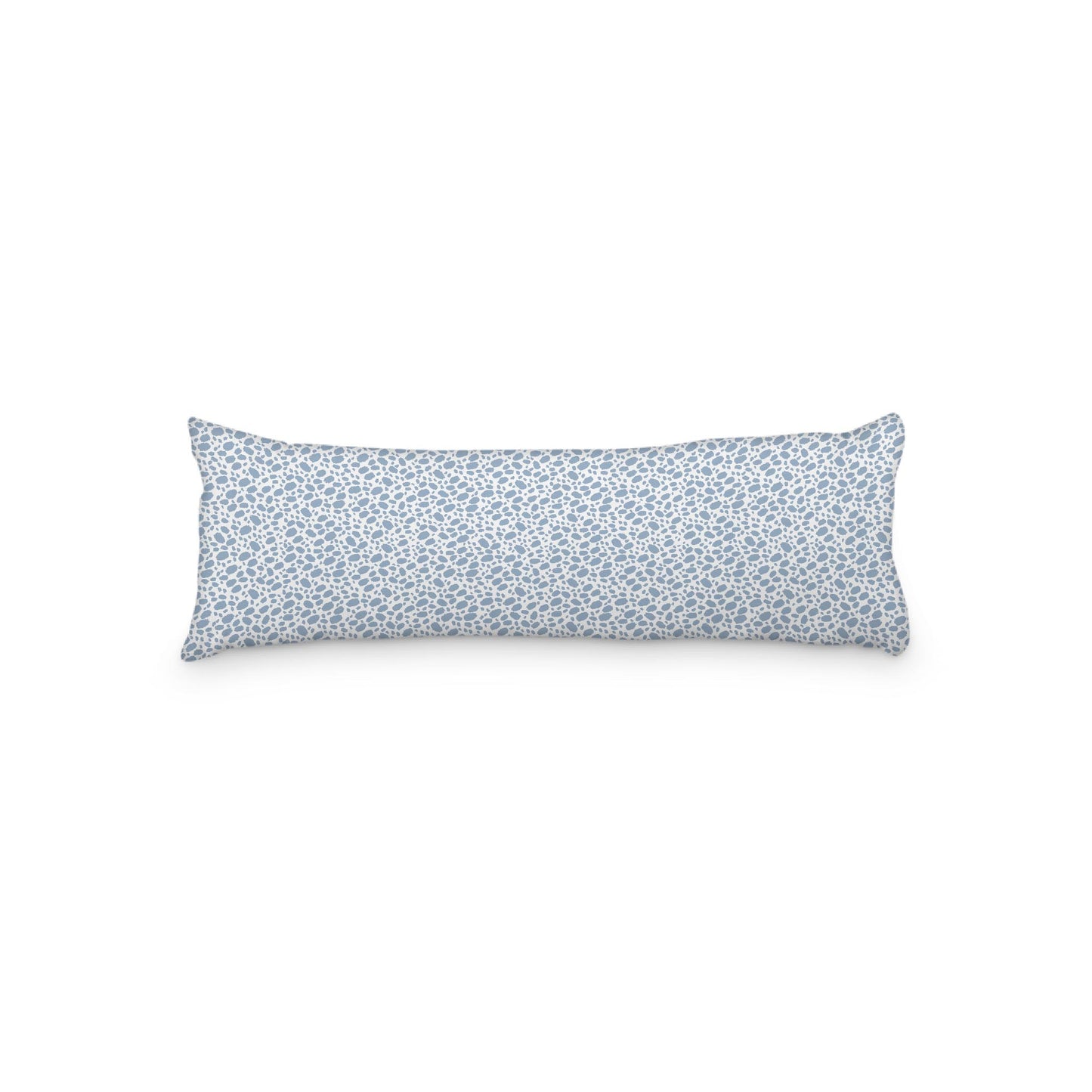 White Microfiber Body Pillow, Blue Hand-painted Dab Motif Print, 20 x 54 inches / 51 x 137 cm