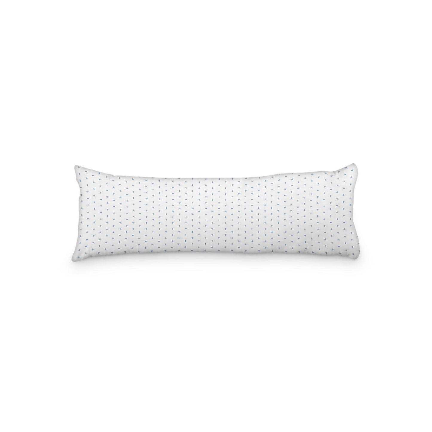 White Microfiber Body Pillow with Fine Blue Diamonds, 20 x 54 inches / 51 x 137 cm
