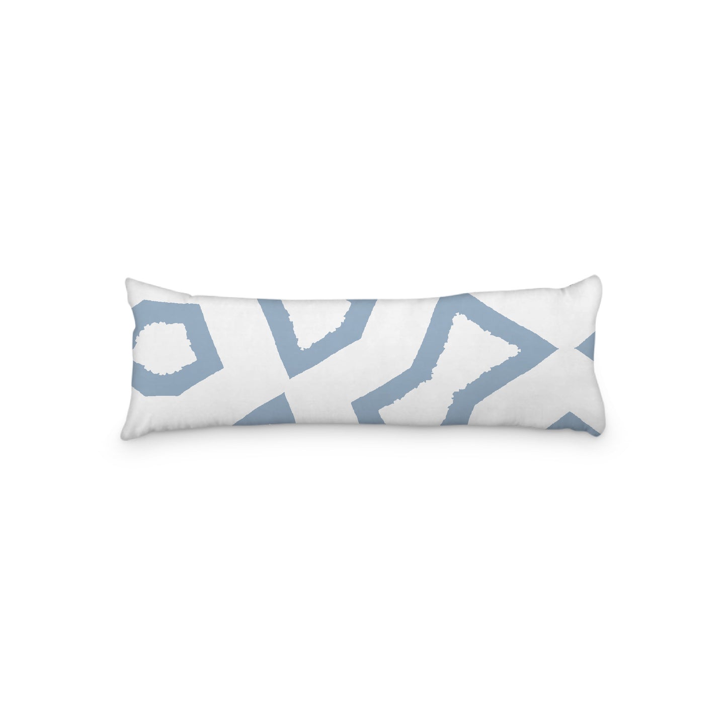 White Microfiber Body Pillow, Bold Blue Graphic Print, 20 x 54 inches / 51 x 137 cm