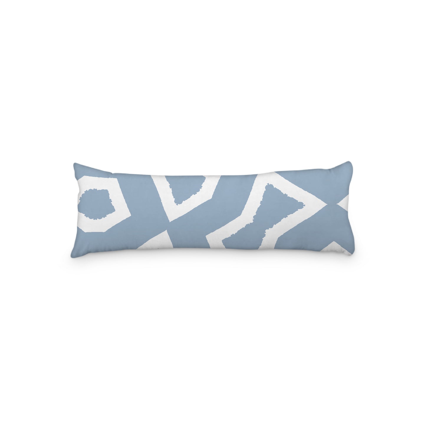 White Microfiber Body Pillow, Bold Blue Graphic Print, 20 x 54 inches / 51 x 137 cm