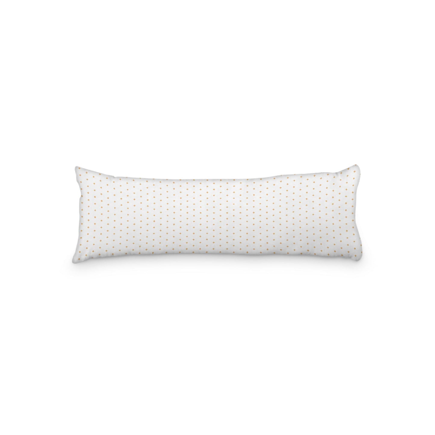White Microfiber Body Pillow with Fine Pale Orange Diamonds, 20 x 54 inches / 51 x 137 cm