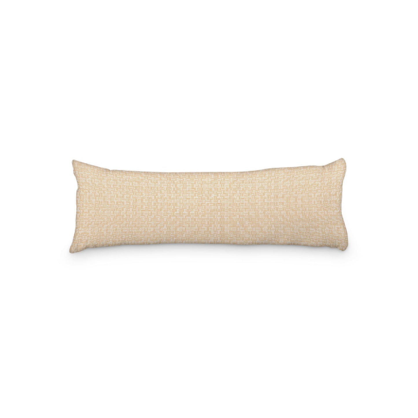 White Microfiber Body Pillow, Pale Orange Double Weave Motif Print, 20 x 54 inches / 51 x 137 cm