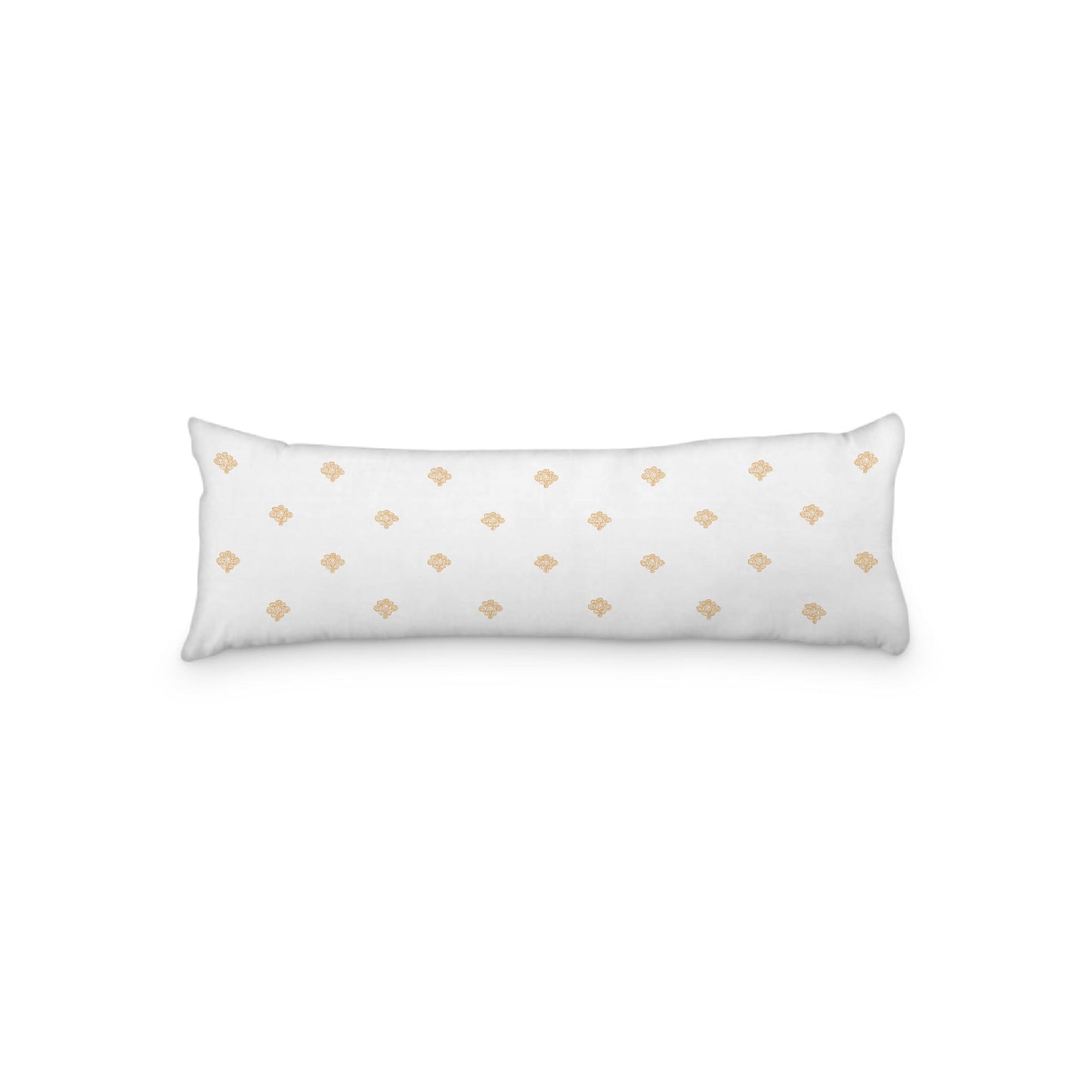 White Microfiber Body Pillow, Pale Orange Hand-painted Swizzle Motif Print, 20 x 54 inches / 51 x 137 cm