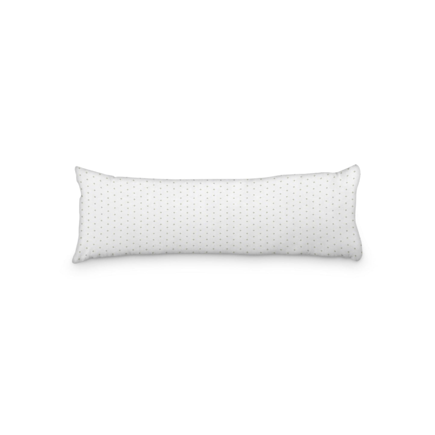 White Microfiber Body Pillow with Fine Pale Green Diamonds, 20 x 54 inches / 51 x 137 cm