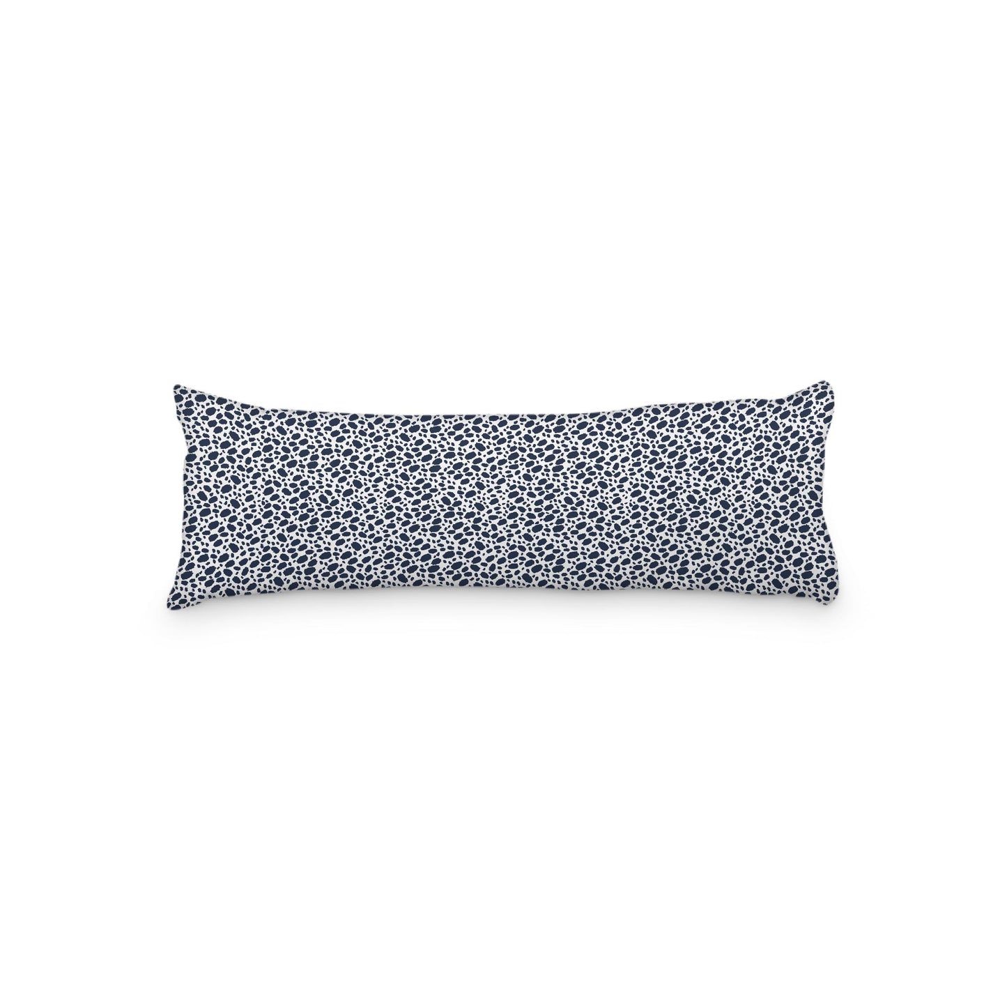 White Microfiber Body Pillow, Navy Blue Hand-painted Dab Motif Print, 20 x 54 inches / 51 x 137 cm