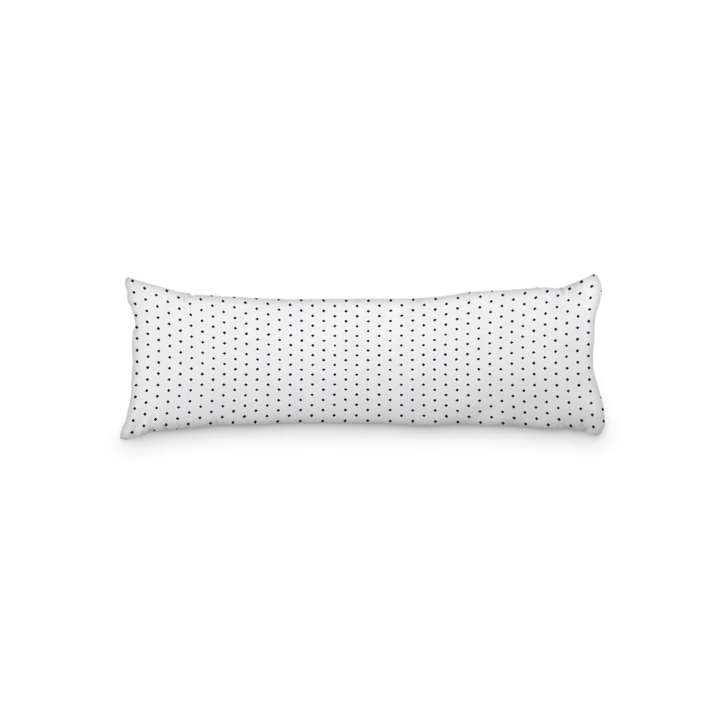 White Microfiber Body Pillow with Fine Navy Blue Diamonds, 20 x 54 inches / 51 x 137 cm