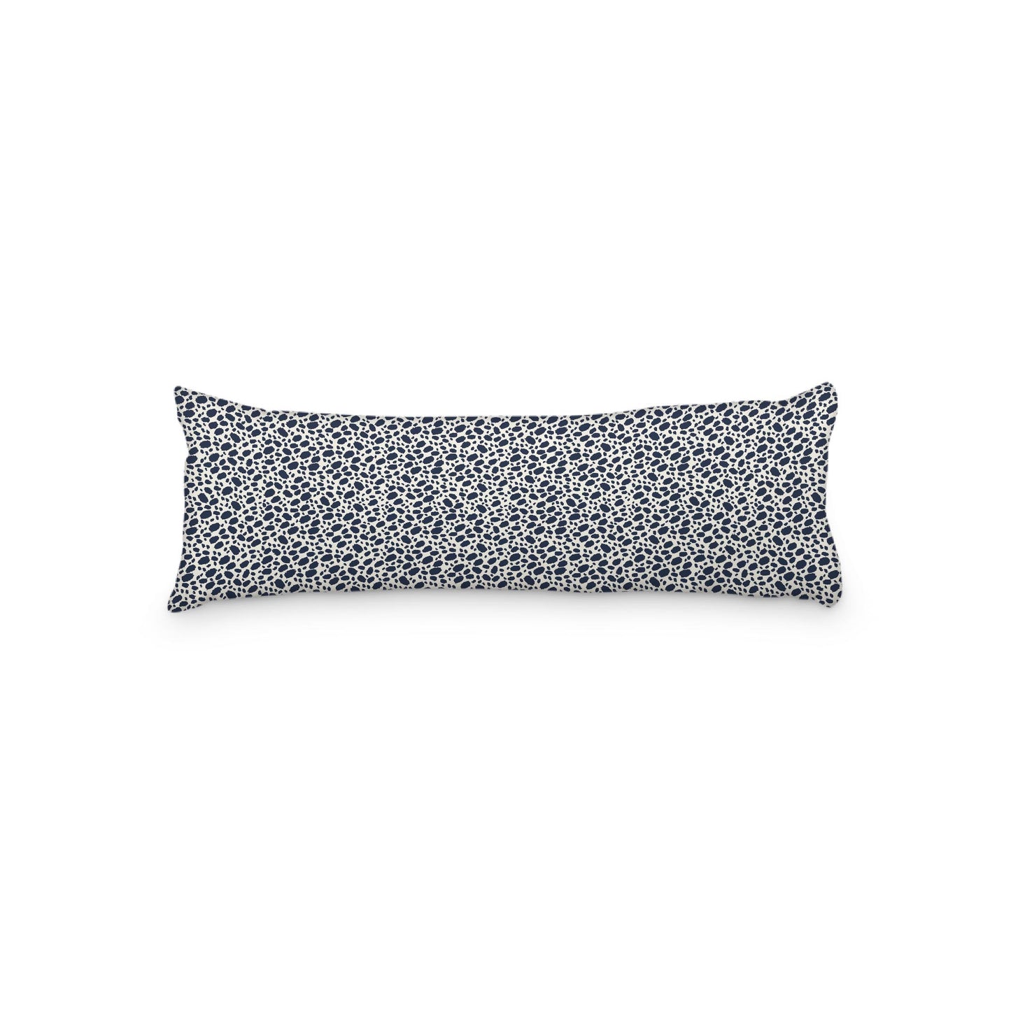 Pale Cream Microfibre Body Pillow, Navy Blue Hand-painted Dab Motif Print, 20 x 54 inches / 51 x 137 cm