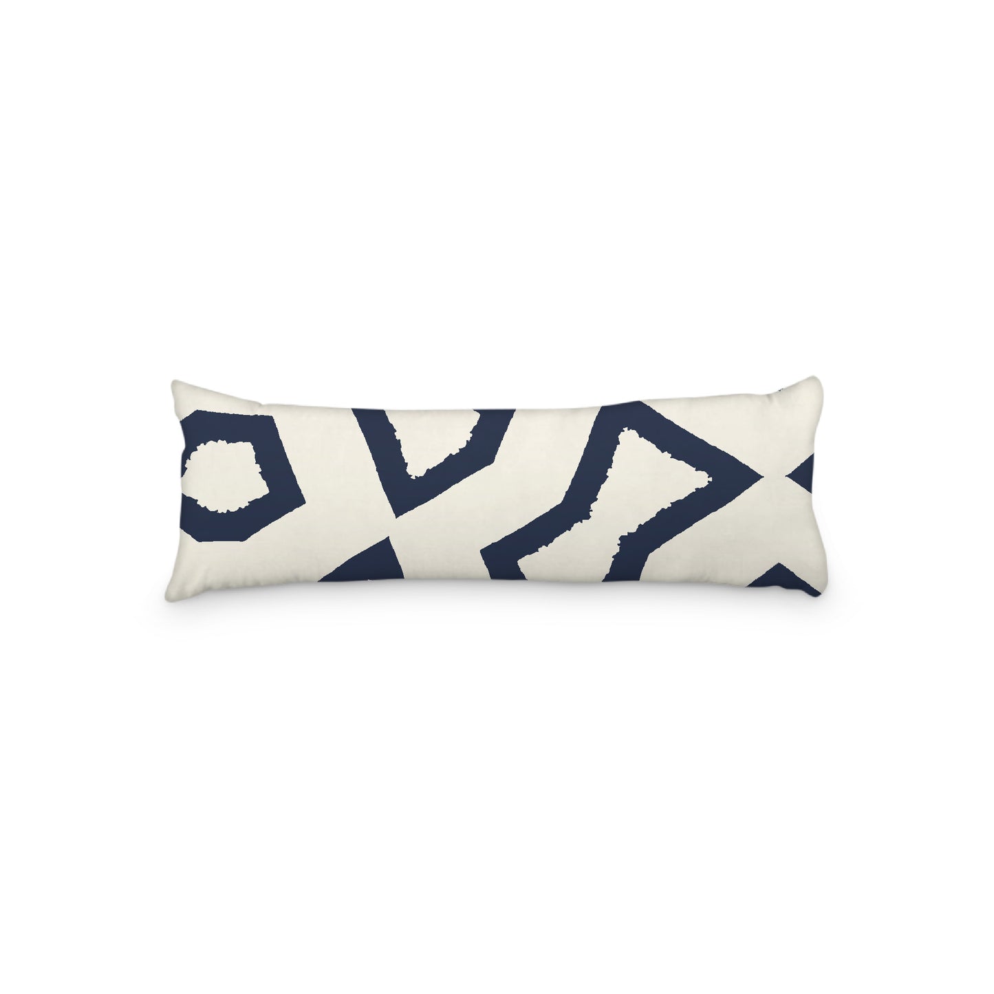 Pale Cream Microfibre Body Pillow, Bold Navy Blue Graphic Print, 20 x 54 inches / 51 x 137 cm