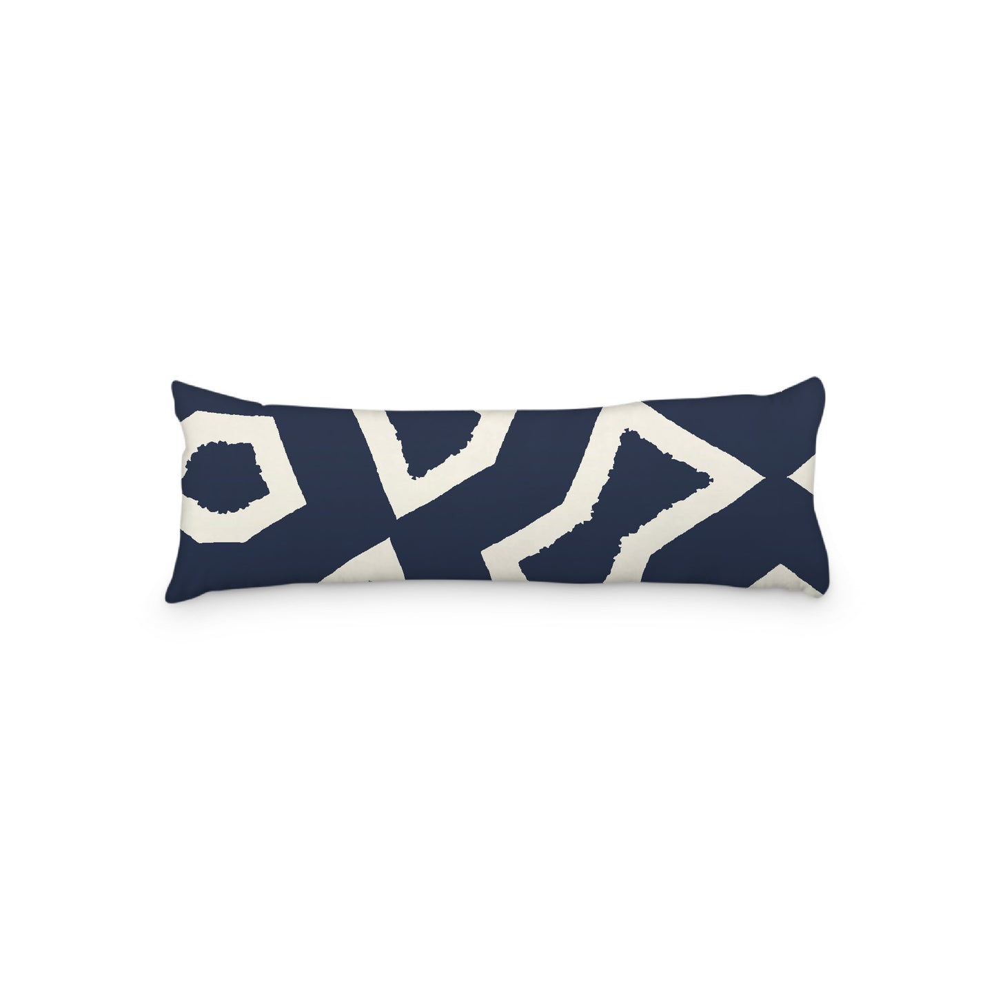 Pale Cream Microfibre Body Pillow, Bold Navy Blue Graphic Print, 20 x 54 inches / 51 x 137 cm
