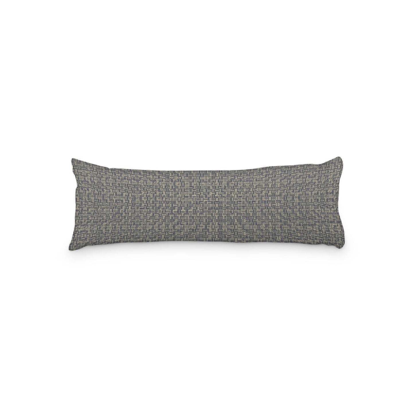 Desert Sand Microfibre Body Pillow, Navy Blue Double Weave Motif Print, 20 x 54 inches / 51 x 137 cm