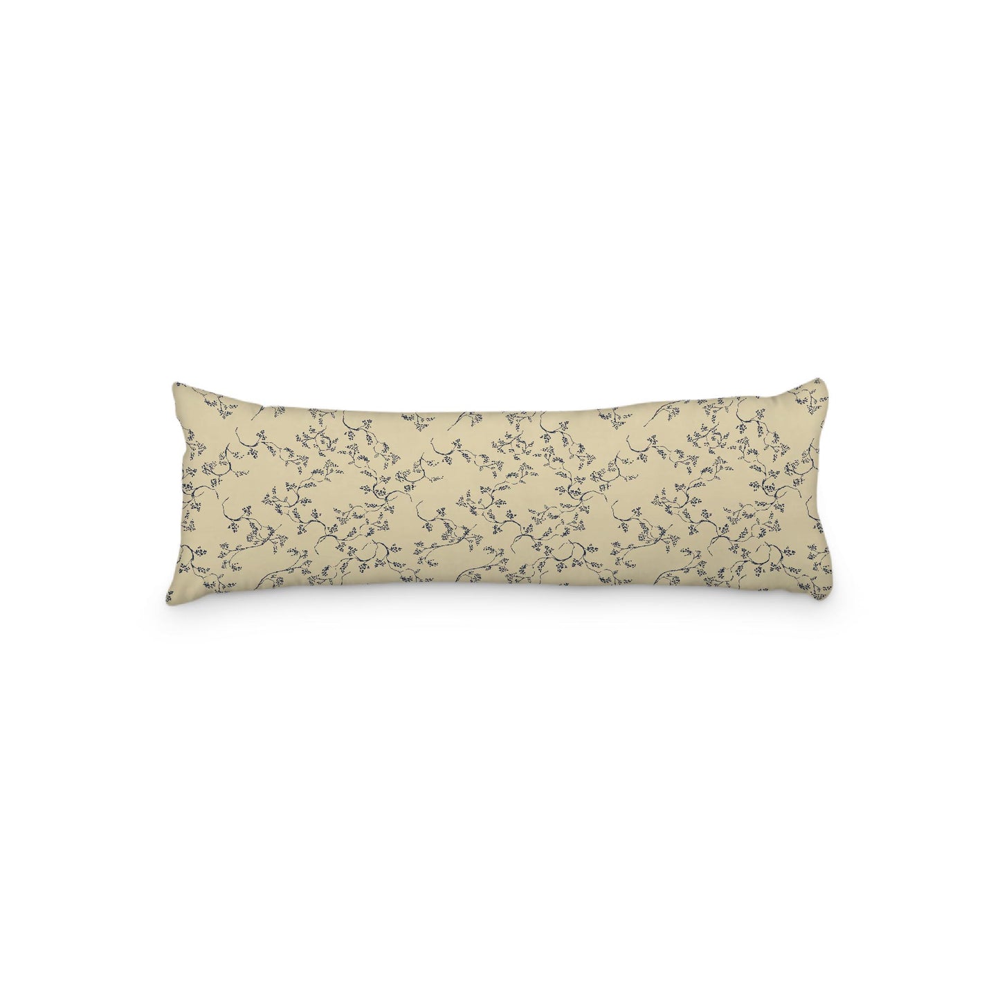 Desert Sand Microfibre Body Pillow, Navy Blue Hand-painted Vine Print, 20 x 54 inches / 51 x 137 cm